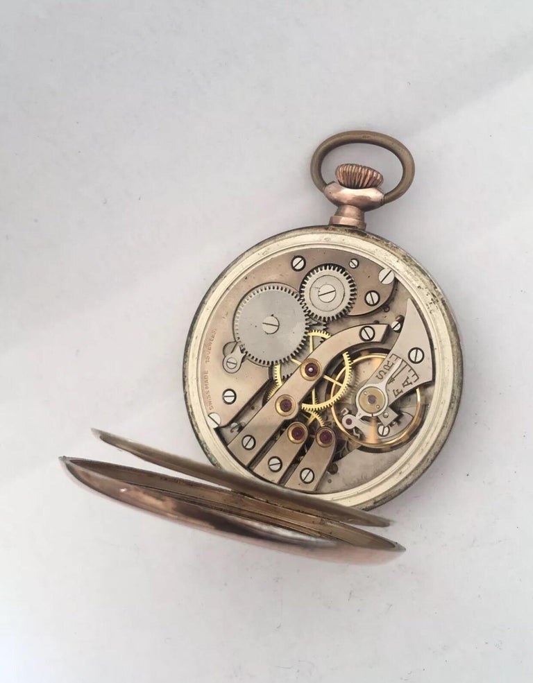 Antique Silver K. E. A. Geneve Pocket Watch For Sale at 1stDibs