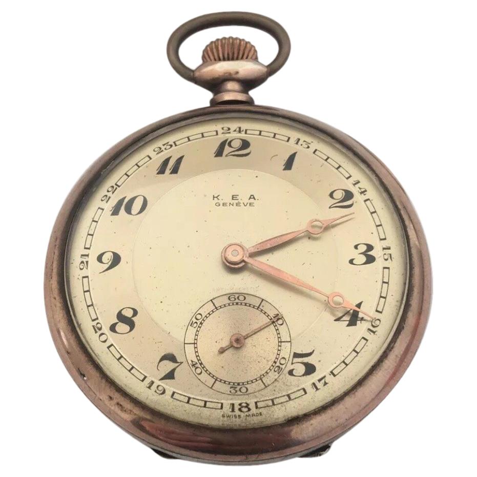 Antique Silver K. E. A. Geneve Pocket Watch For Sale