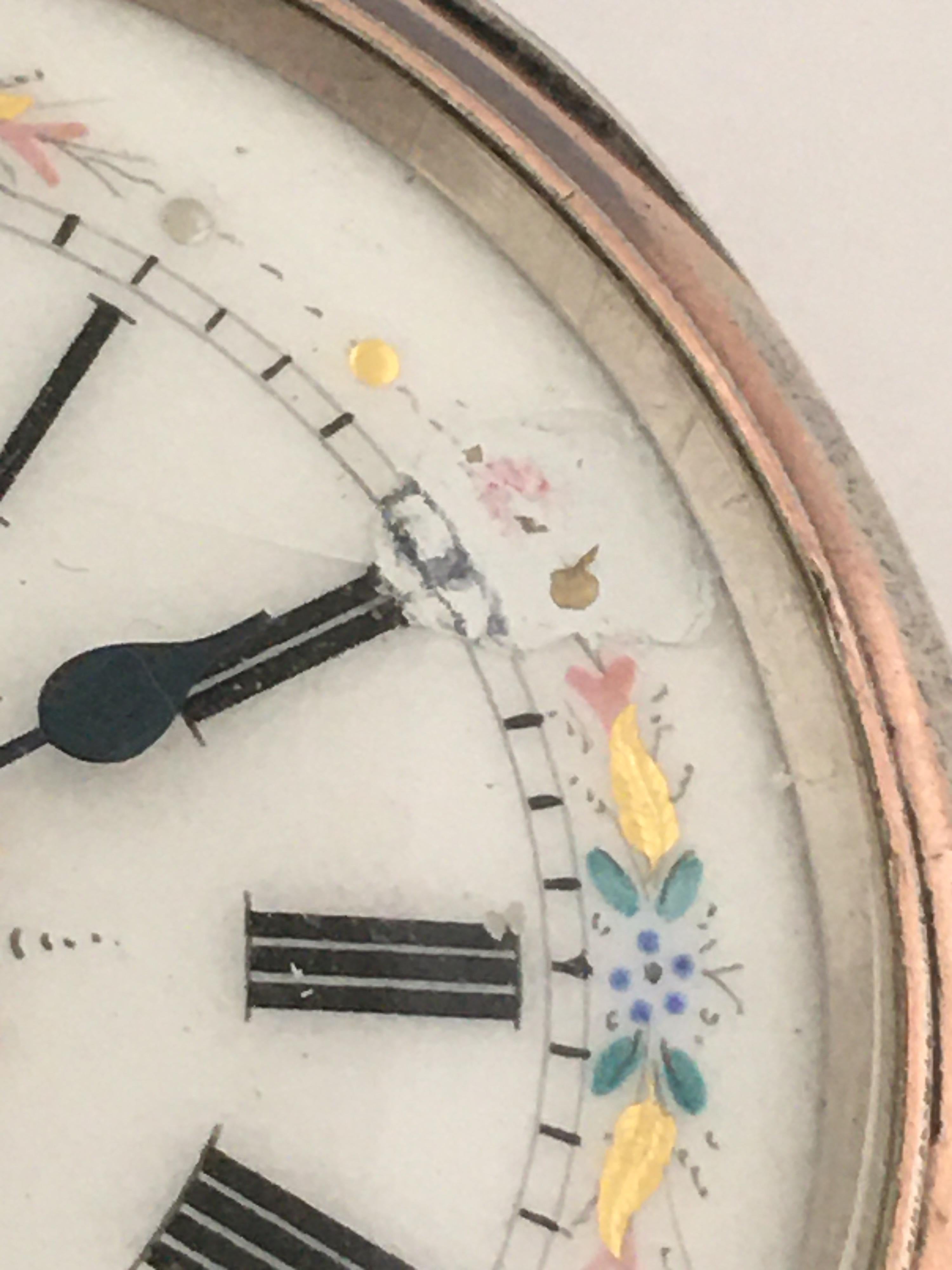 Antique Silver Key-Less Pocket Watch with Hand Painted Enamel Dial For Sale 2