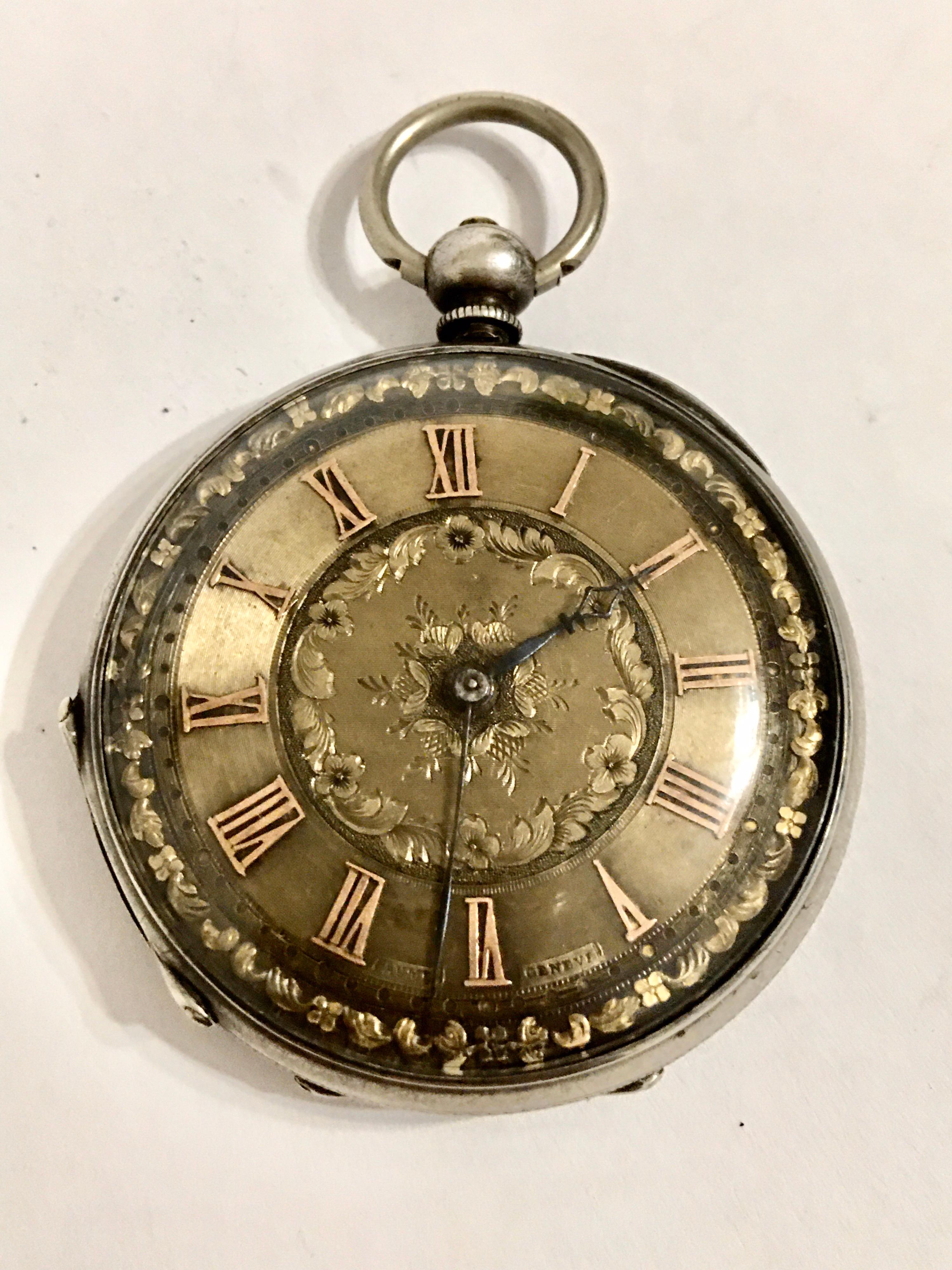 Antique Silver Key-Wind Baume Geneve Pocket Watch 7