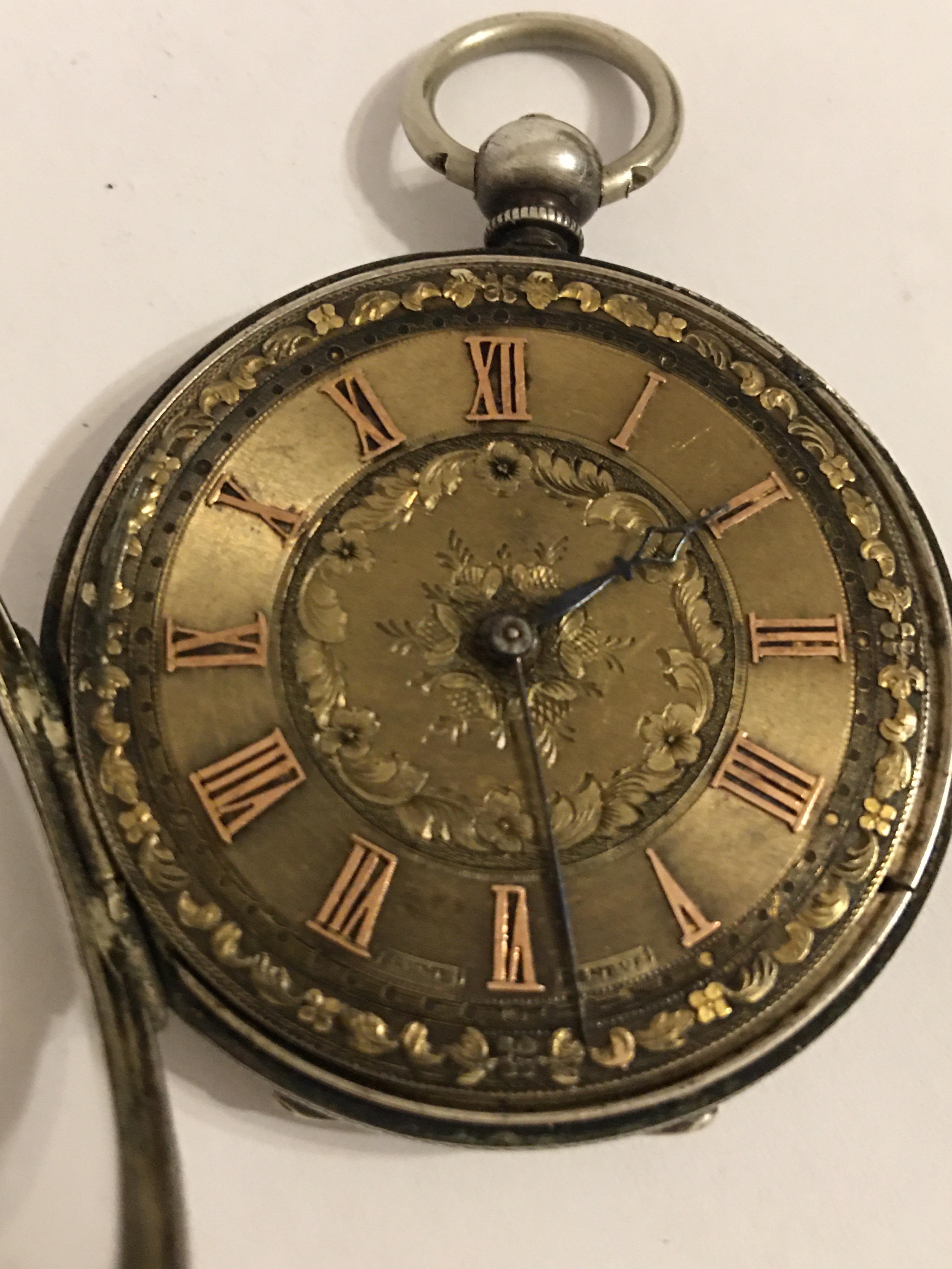 Antique Silver Key-Wind Baume Geneve Pocket Watch 2