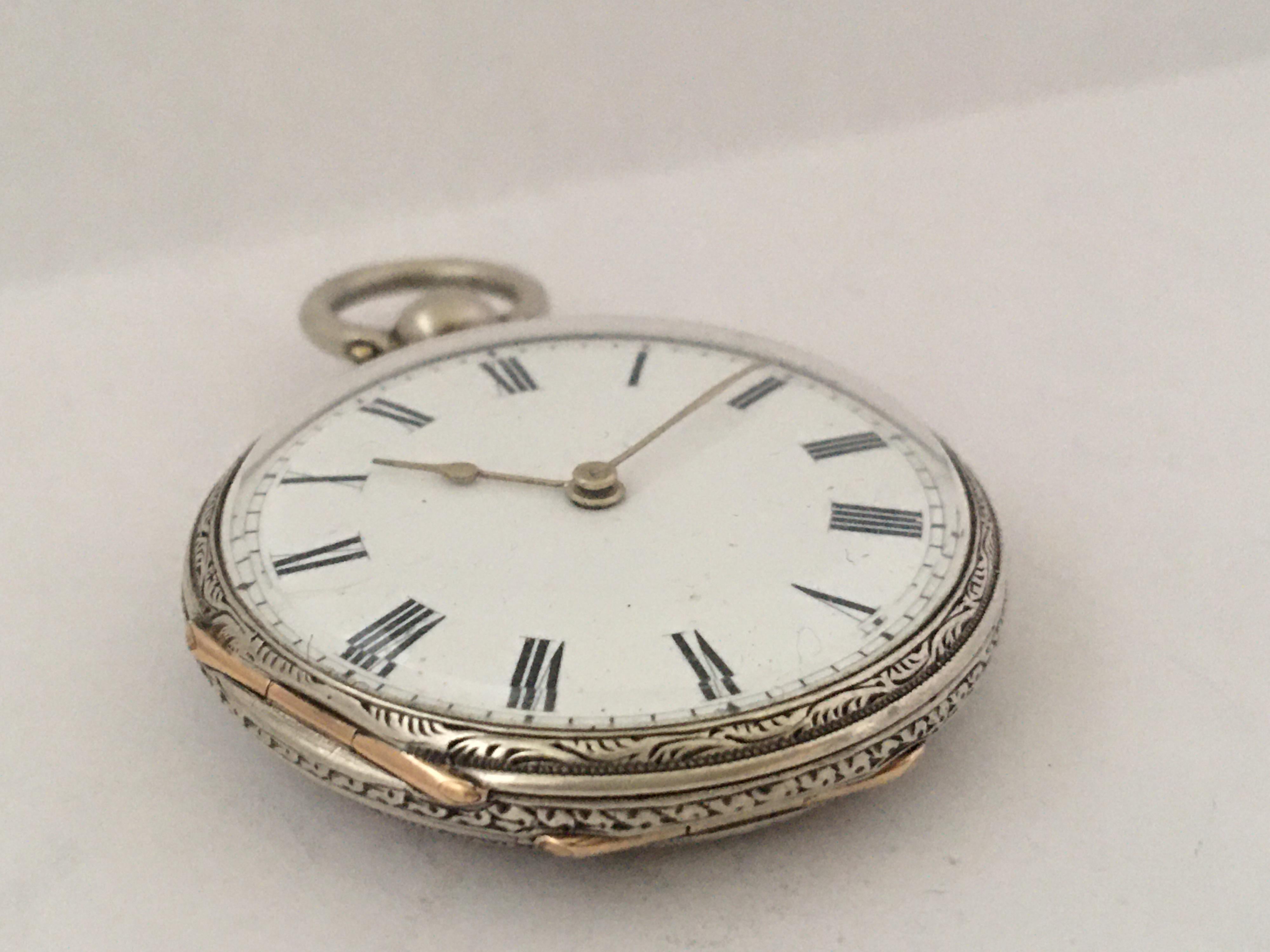 Antique Silver Key-Wind Ladies Pocket Watch, circa 1880 3