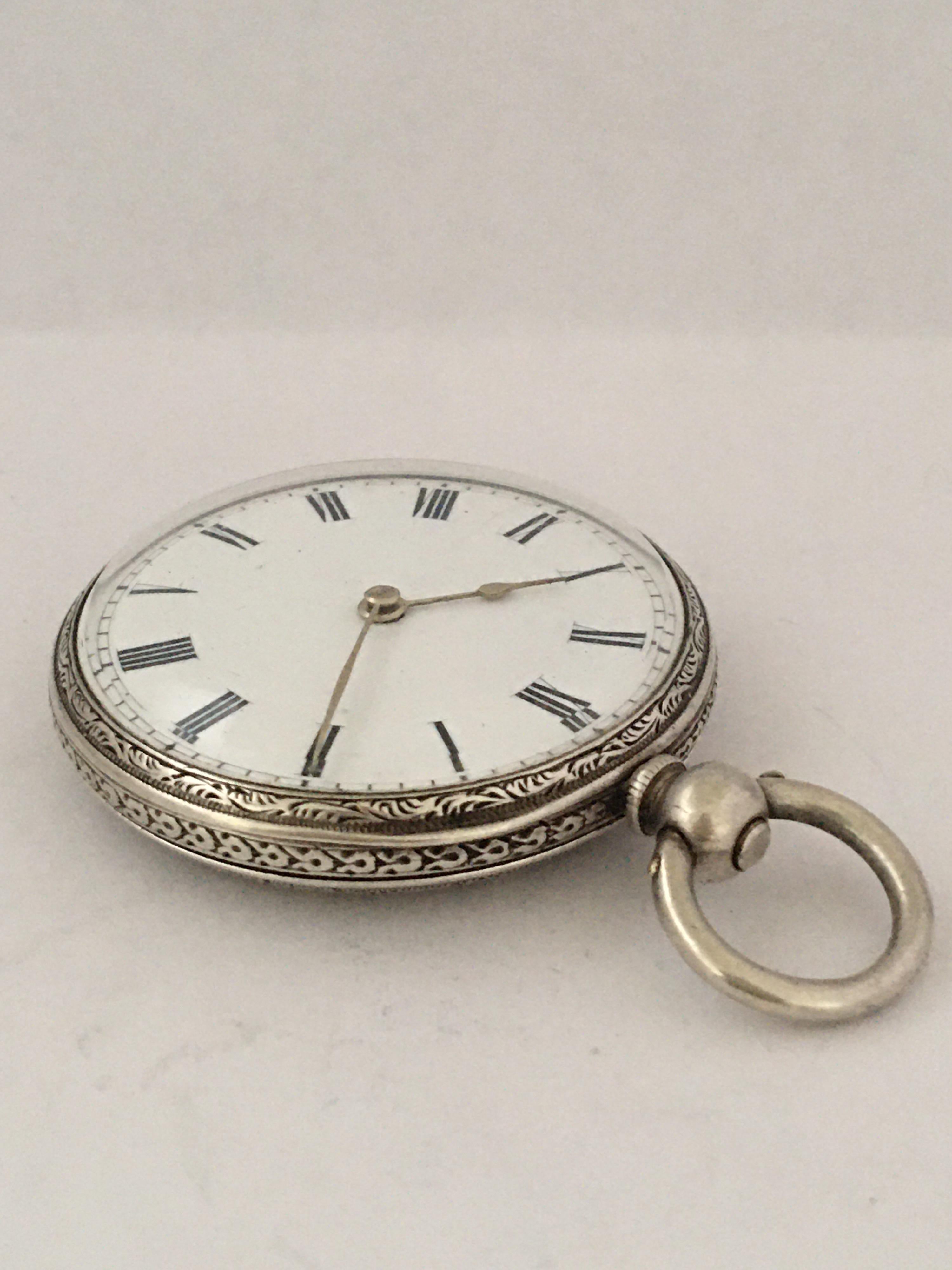 Antique Silver Key-Wind Ladies Pocket Watch, circa 1880 4