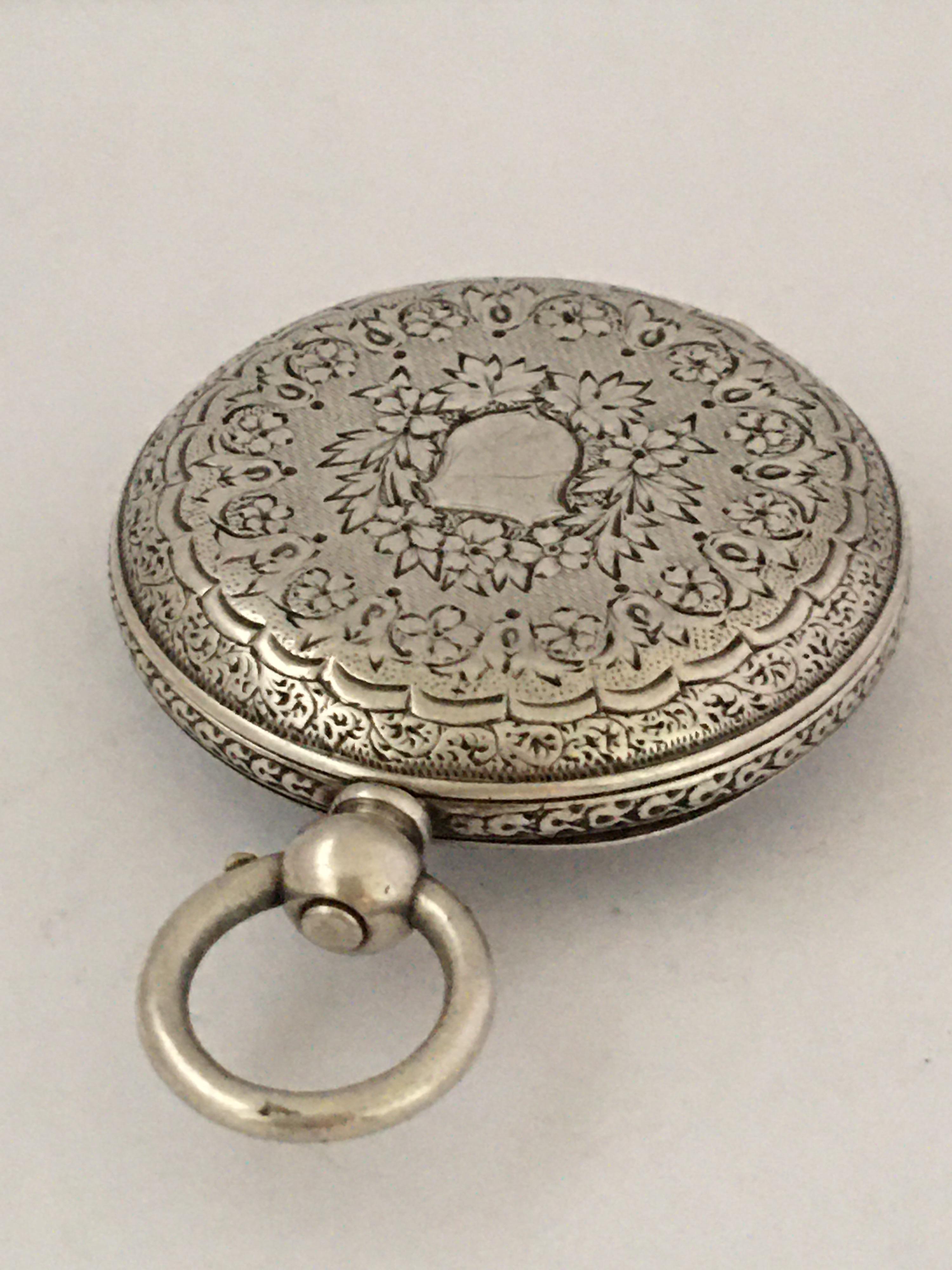 Antique Silver Key-Wind Ladies Pocket Watch, circa 1880 5