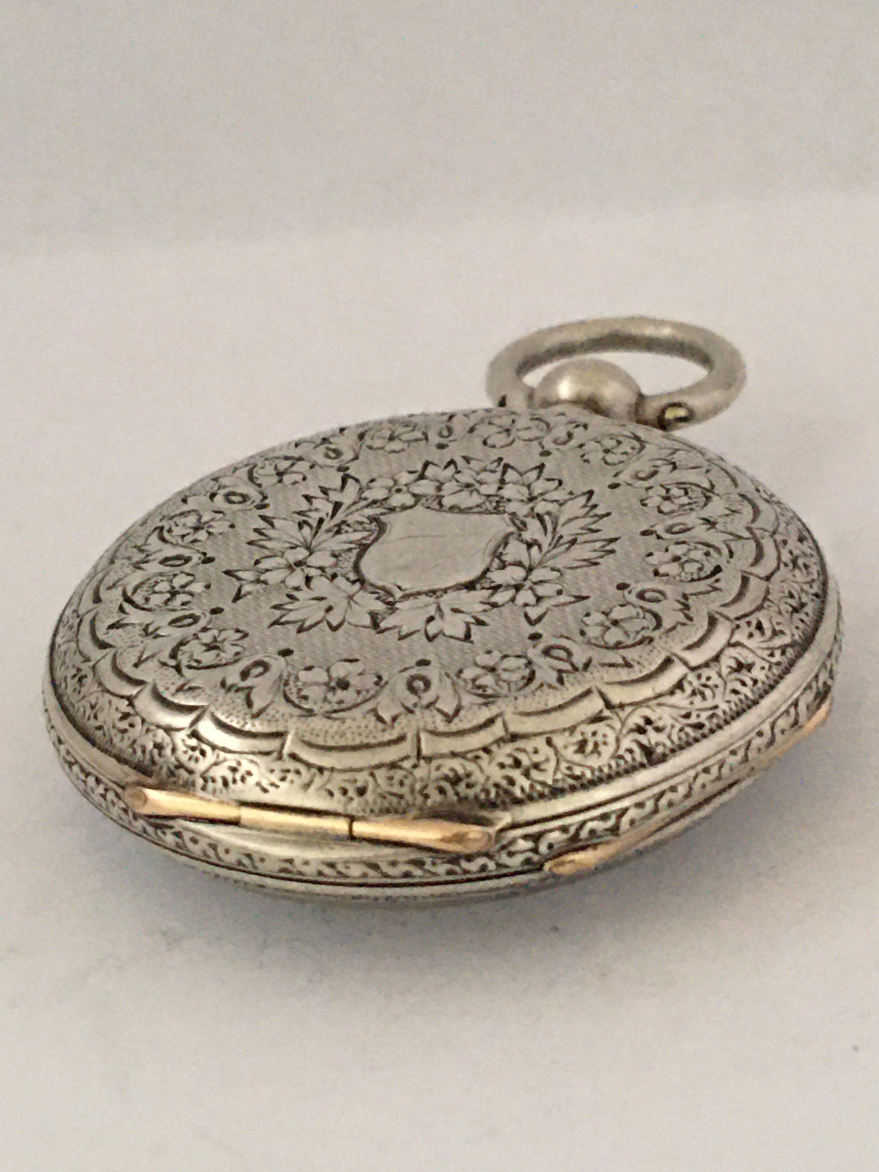 Antique Silver Key-Wind Ladies Pocket Watch, circa 1880 6