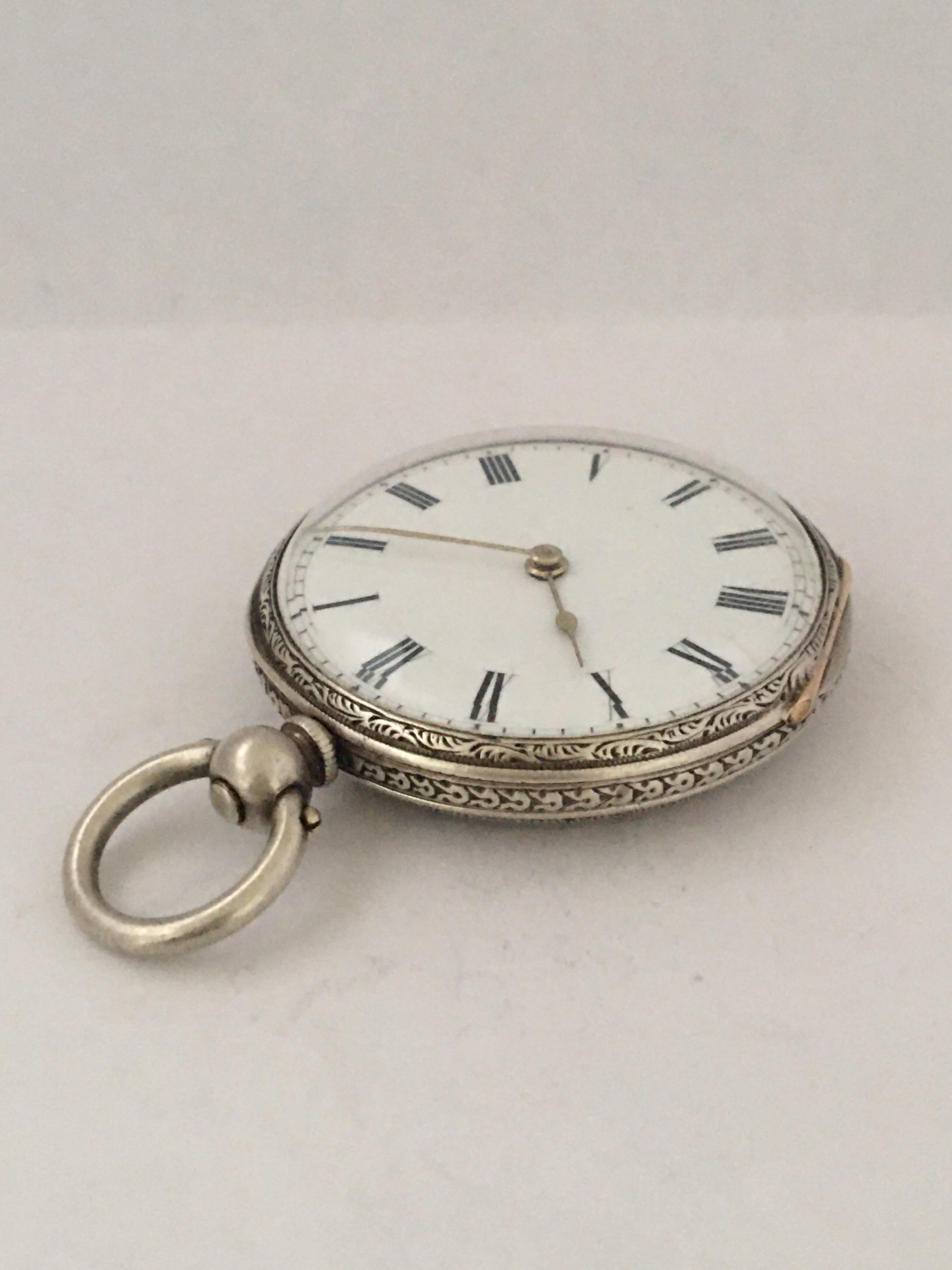 Antique Silver Key-Wind Ladies Pocket Watch, circa 1880 7