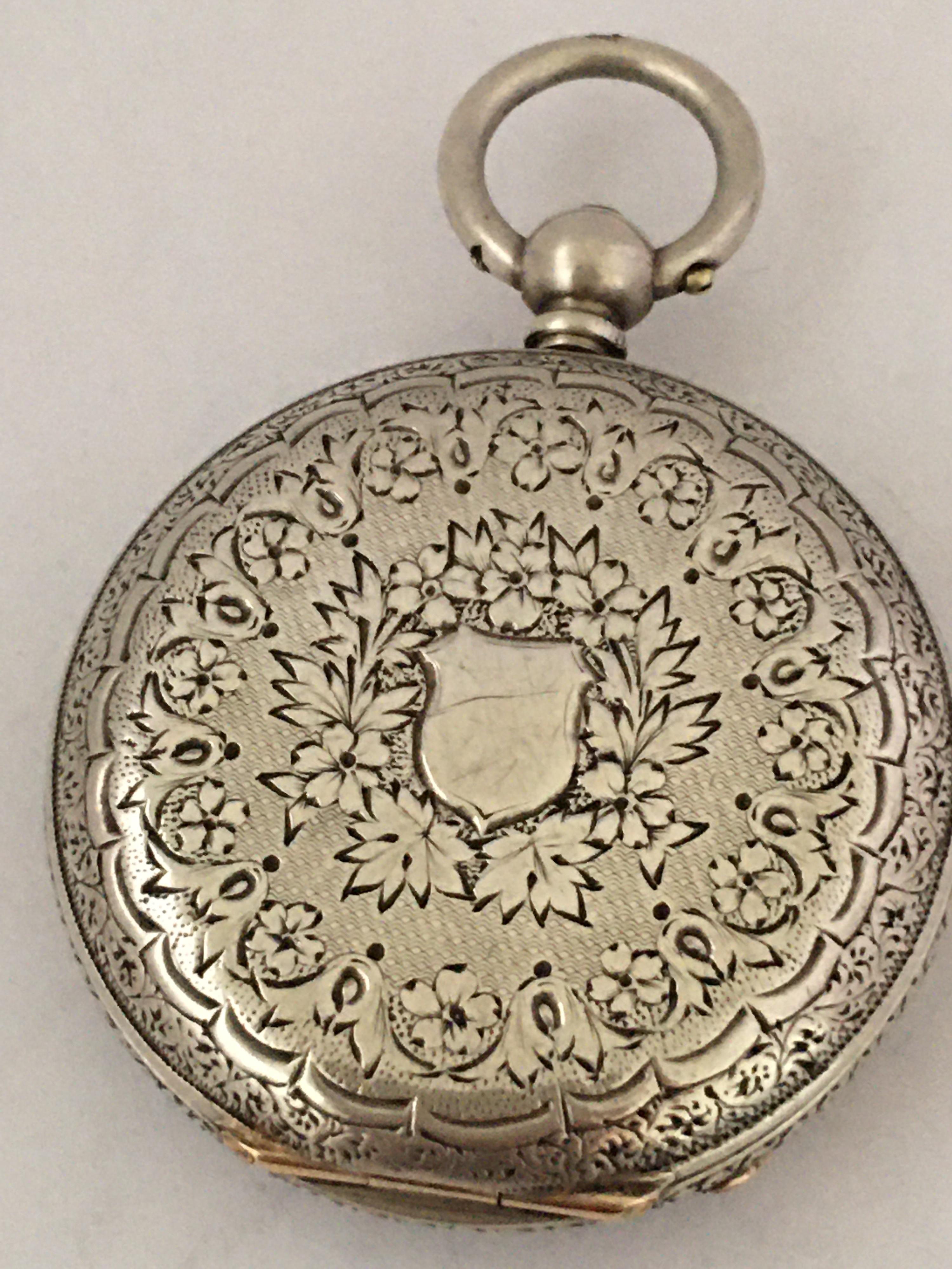 Antique Silver Key-Wind Ladies Pocket Watch, circa 1880 9