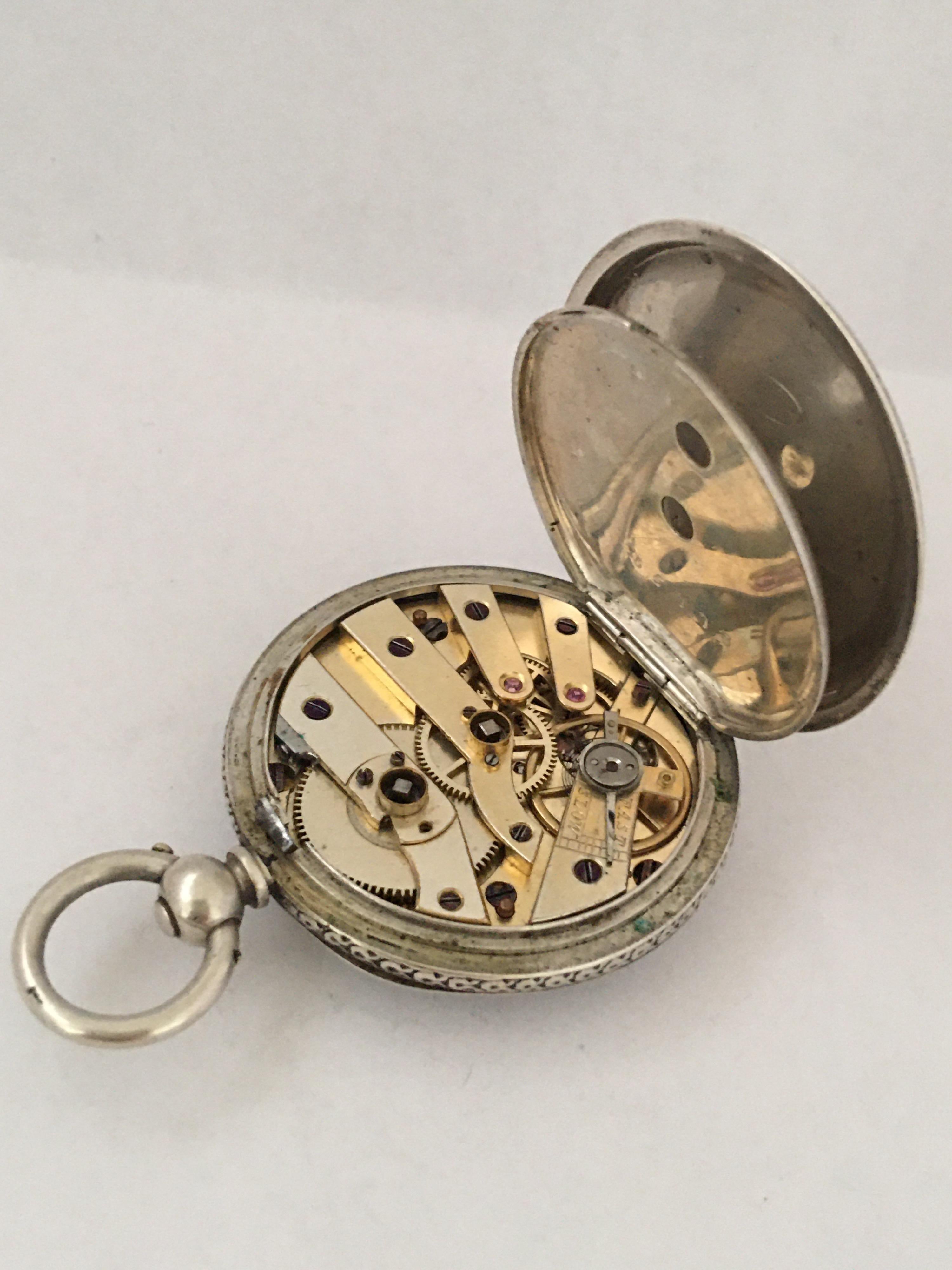 Women's or Men's Antique Silver Key-Wind Ladies Pocket Watch, circa 1880