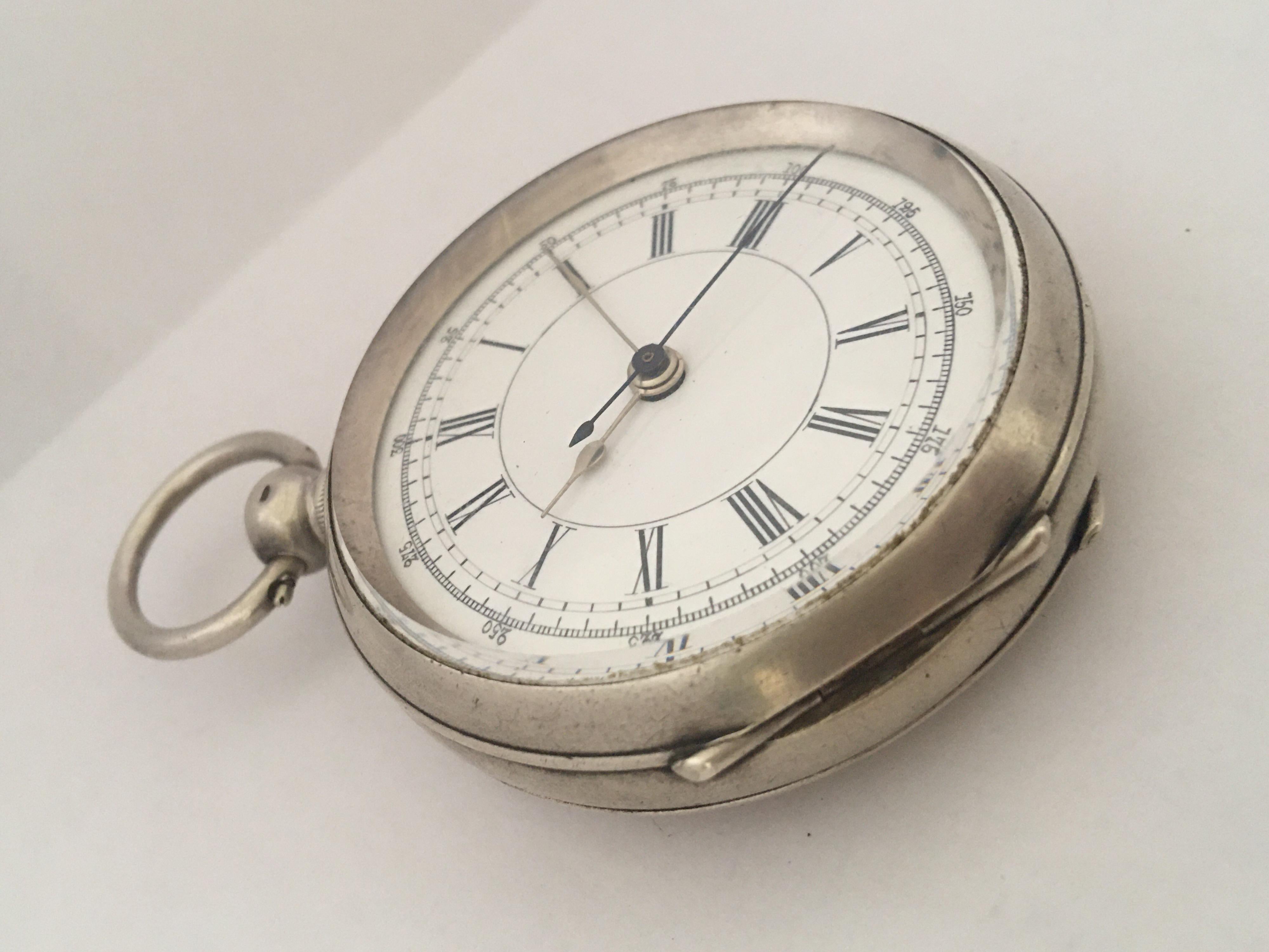 Antique Silver Key-Wind Pocket / Stop Watch 5