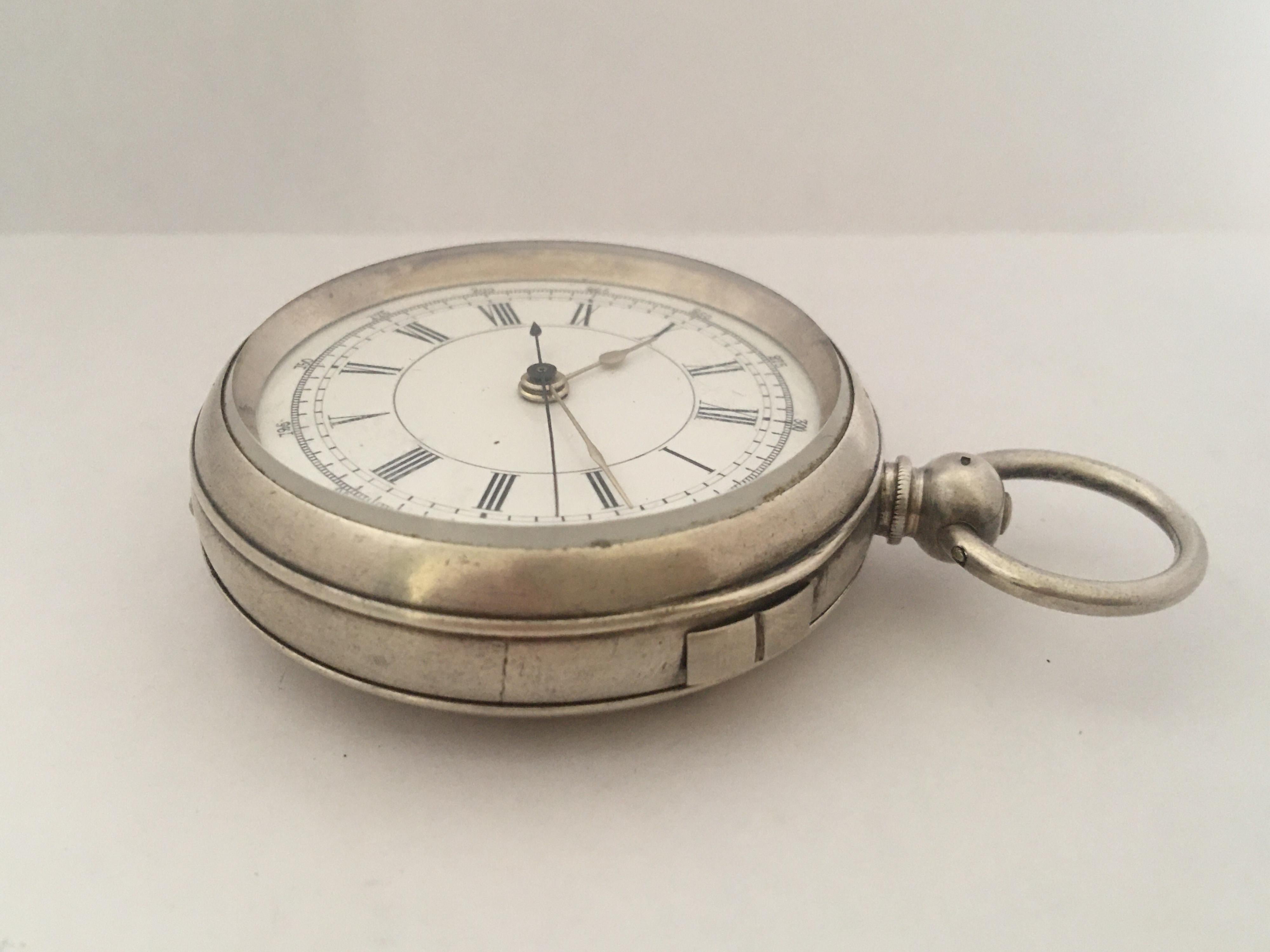 Antique Silver Key-Wind Pocket / Stop Watch 6