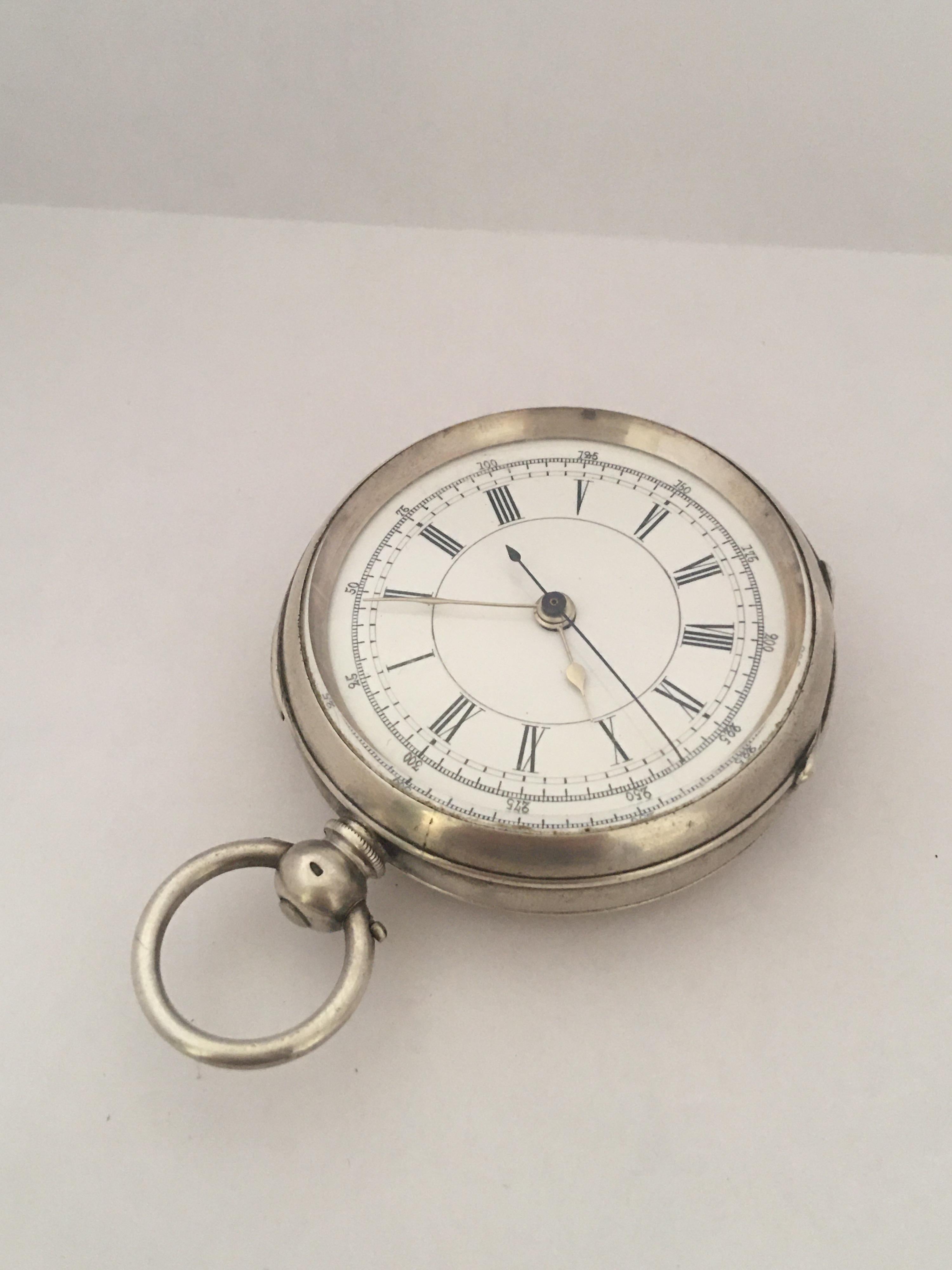 Antique Silver Key-Wind Pocket / Stop Watch 7