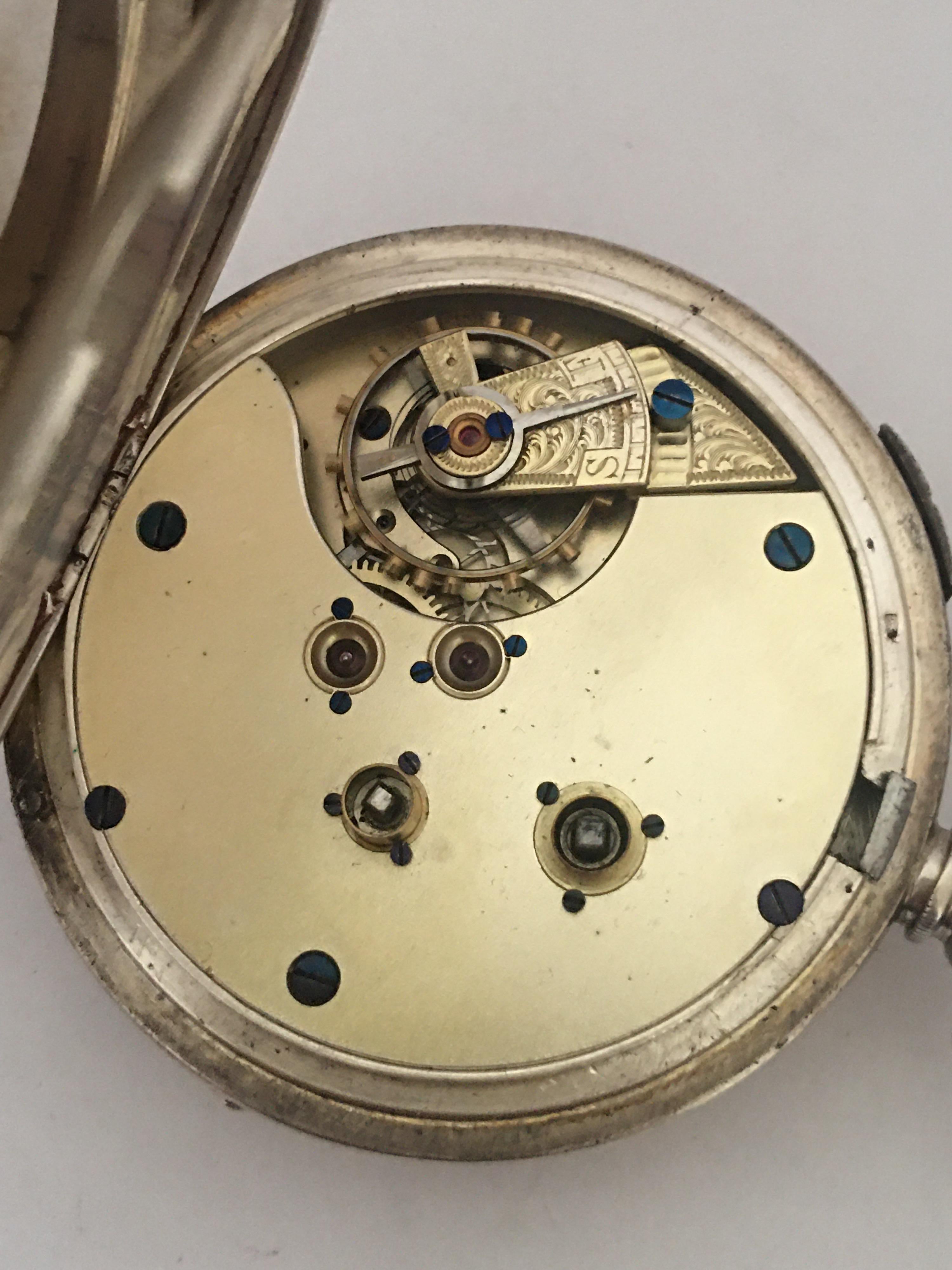 Antique Silver Key-Wind Pocket / Stop Watch 2