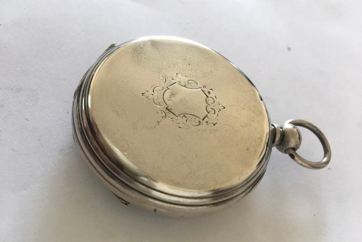 Antique Silver Key-Wind Pocket Watch For Sale 4