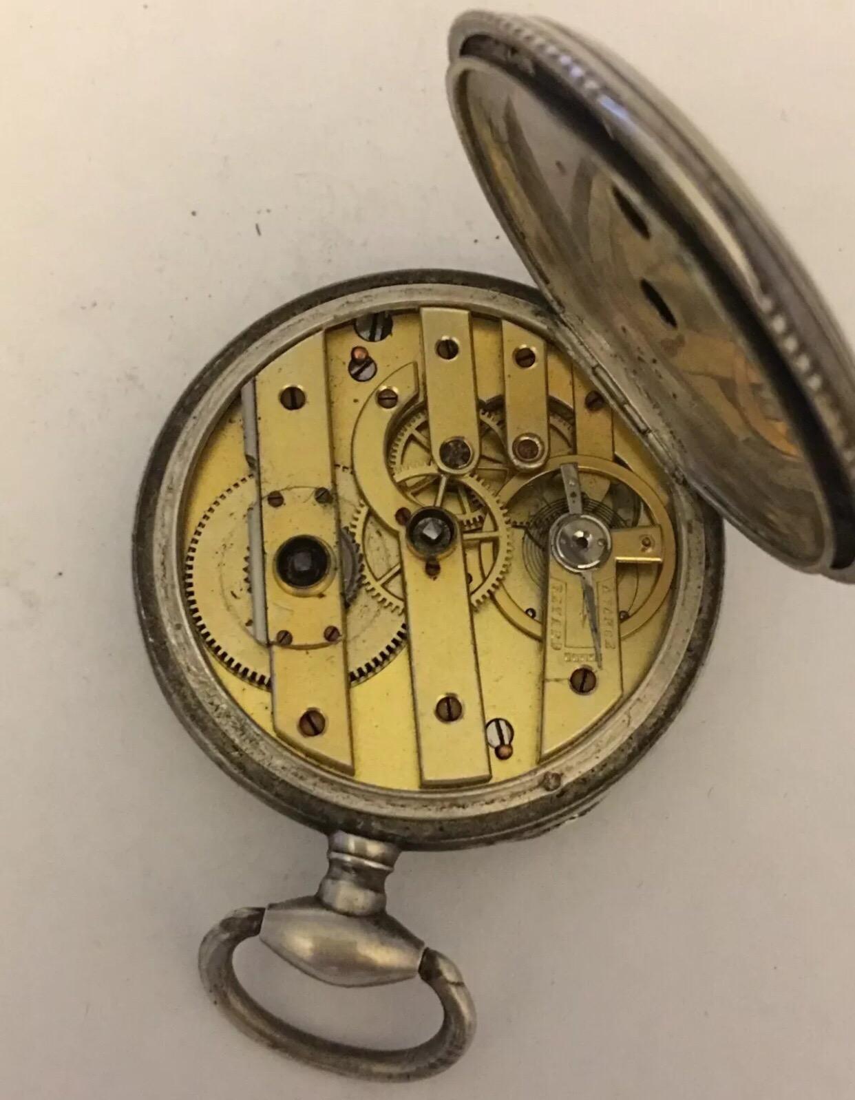 Antique Silver Key-Wind Pocket Watch 8