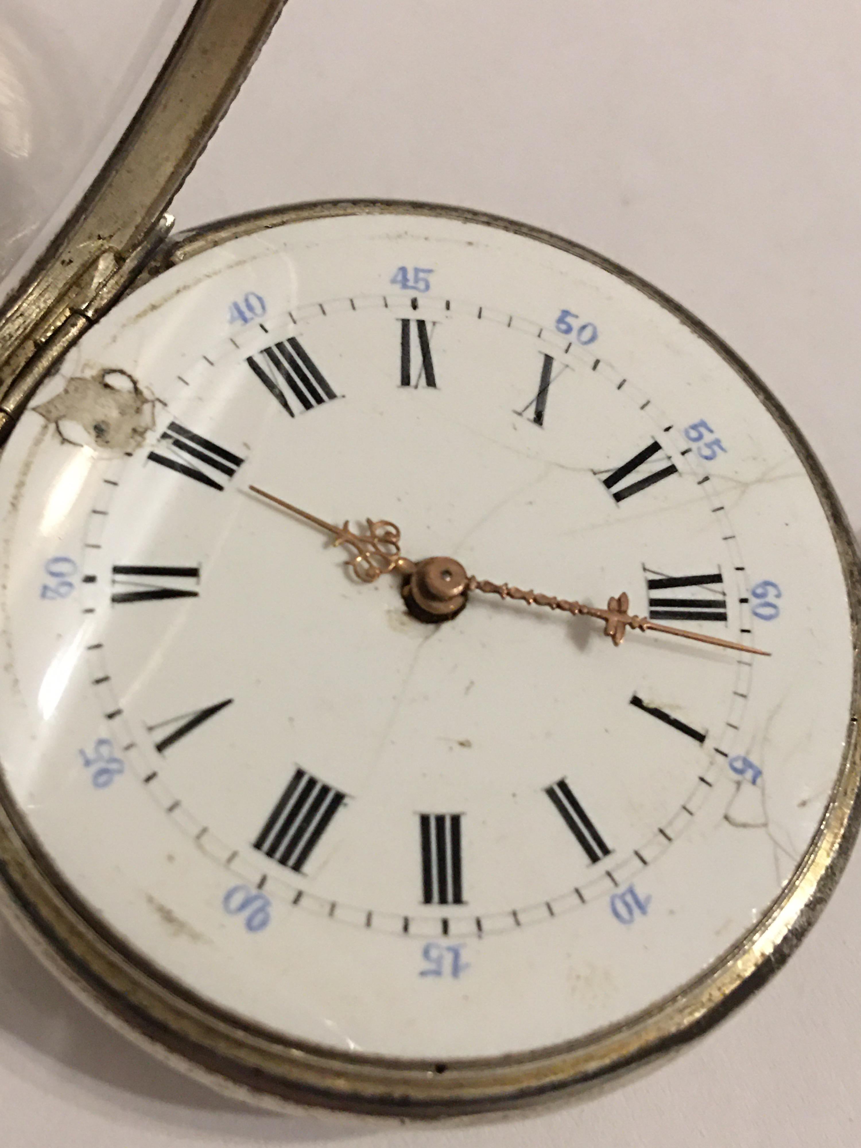 Antique Silver Key-Wind Pocket Watch For Sale 5