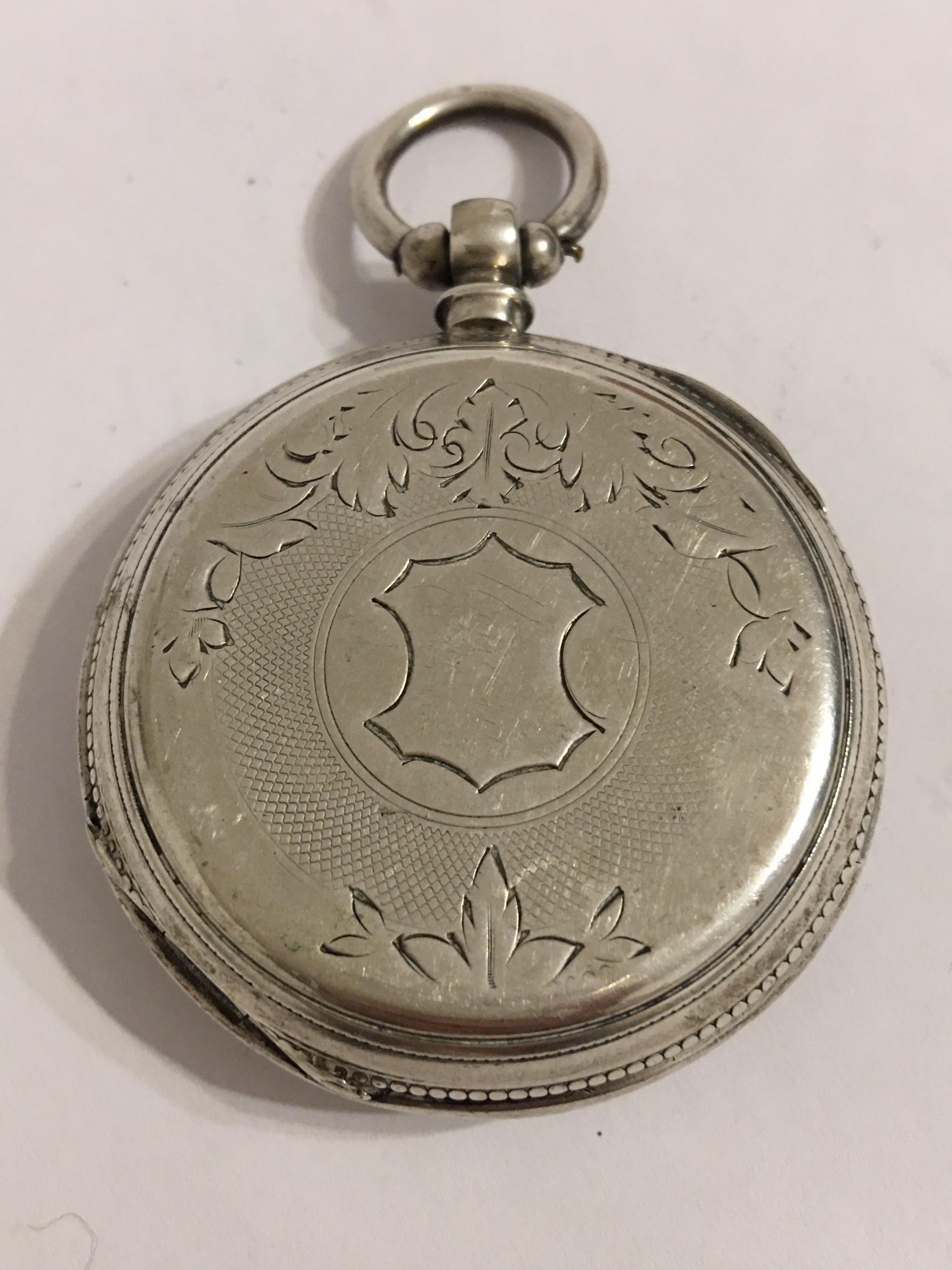 Antique Silver Key-Wind Pocket Watch For Sale 7