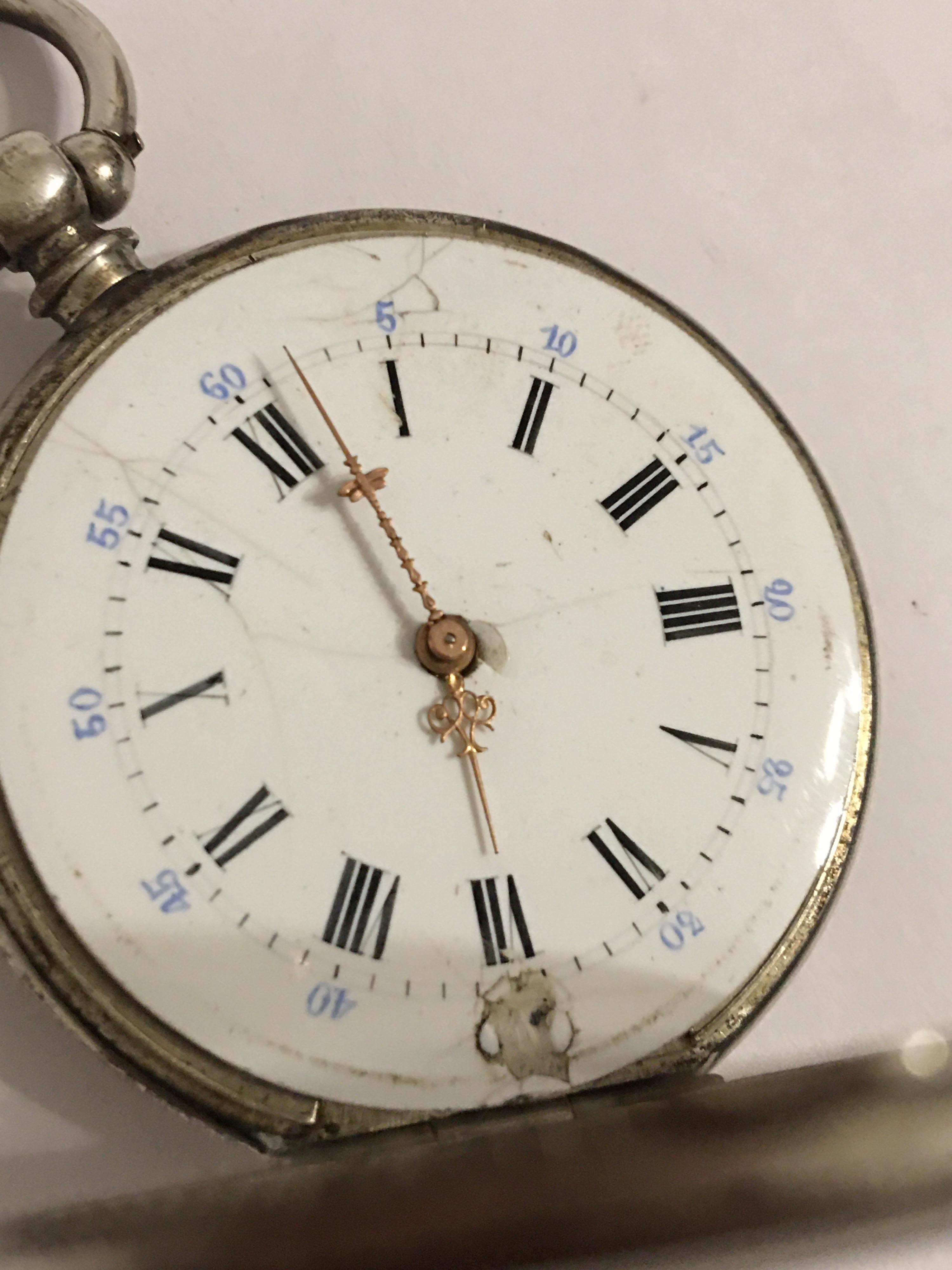 Antique Silver Key-Wind Pocket Watch For Sale 8