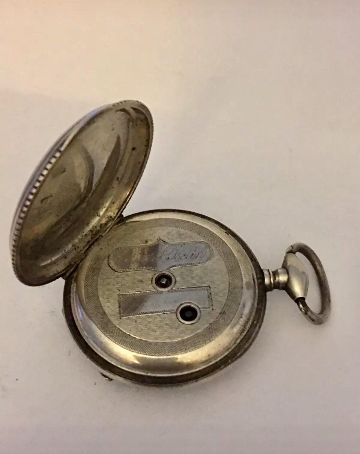 Antique Silver Key-Wind Pocket Watch In Fair Condition In Carlisle, GB