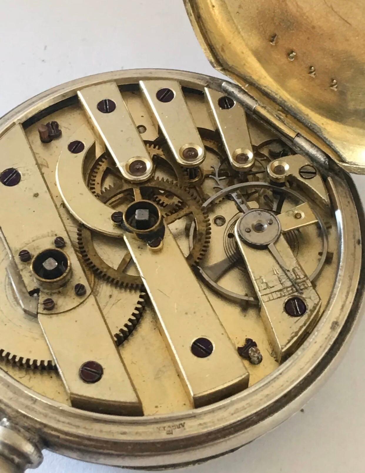 Women's or Men's Antique Silver Key-Wind Pocket Watch For Sale