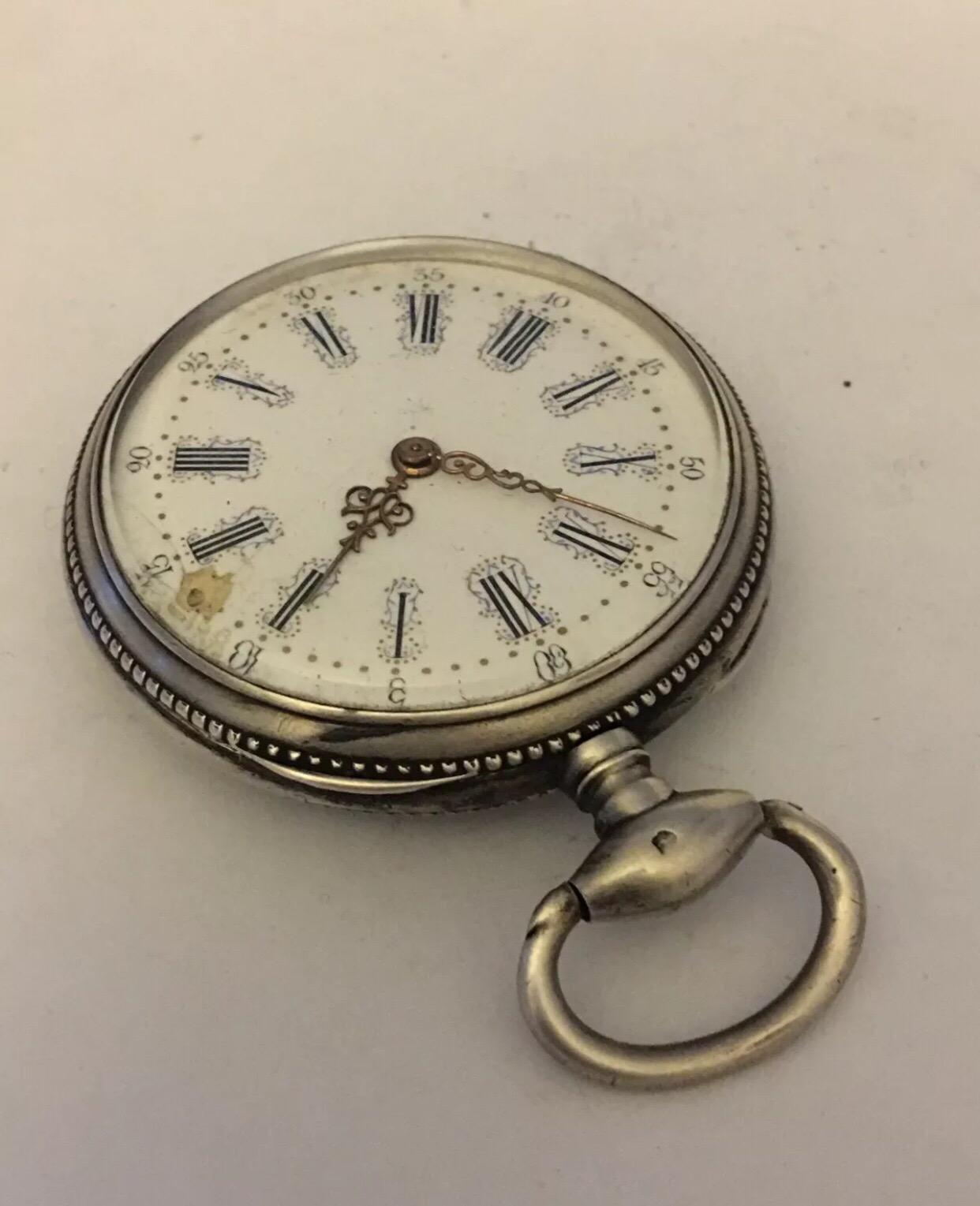 Antique Silver Key-Wind Pocket Watch 4
