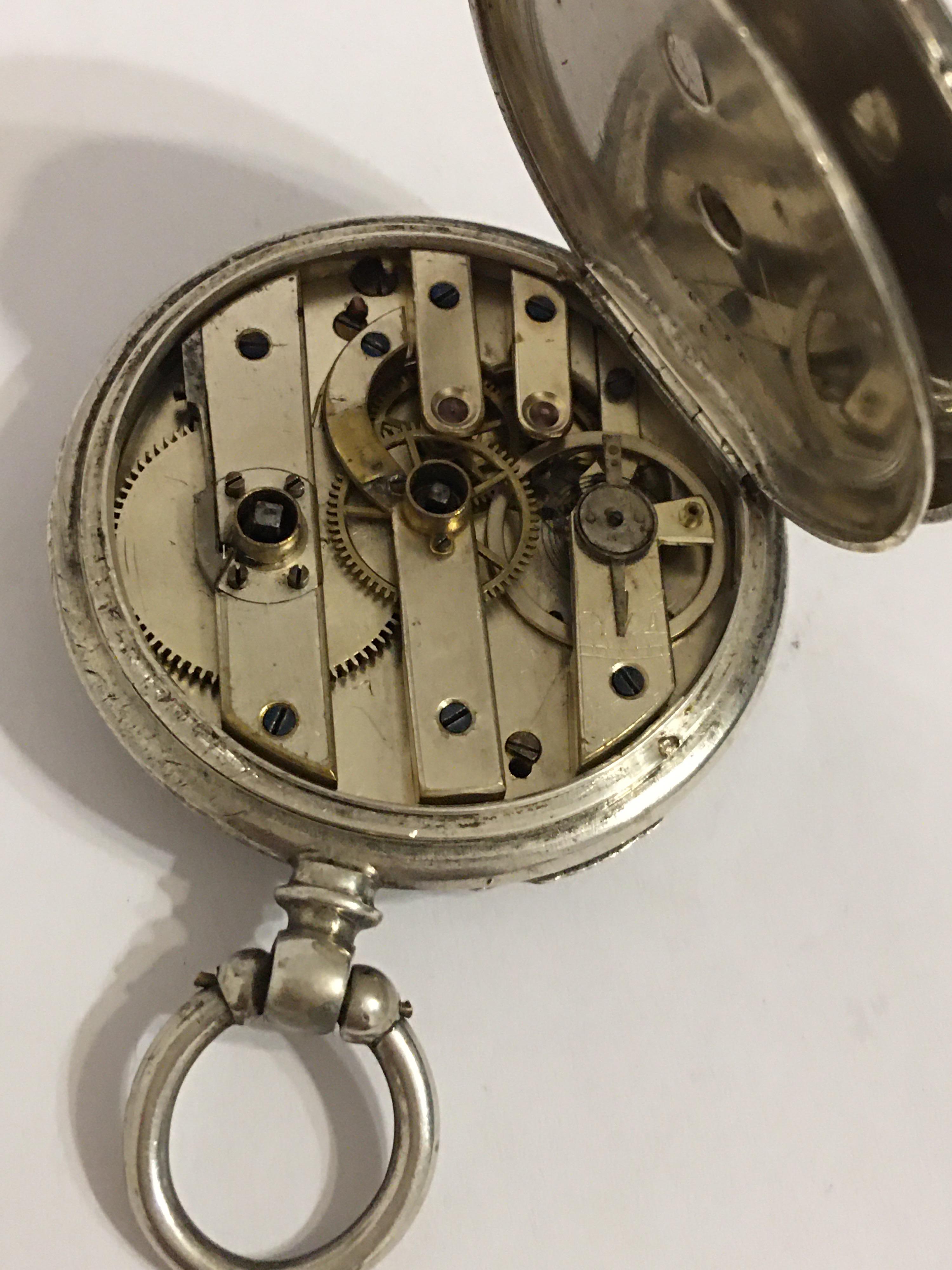 Antique Silver Key-Wind Pocket Watch For Sale 1