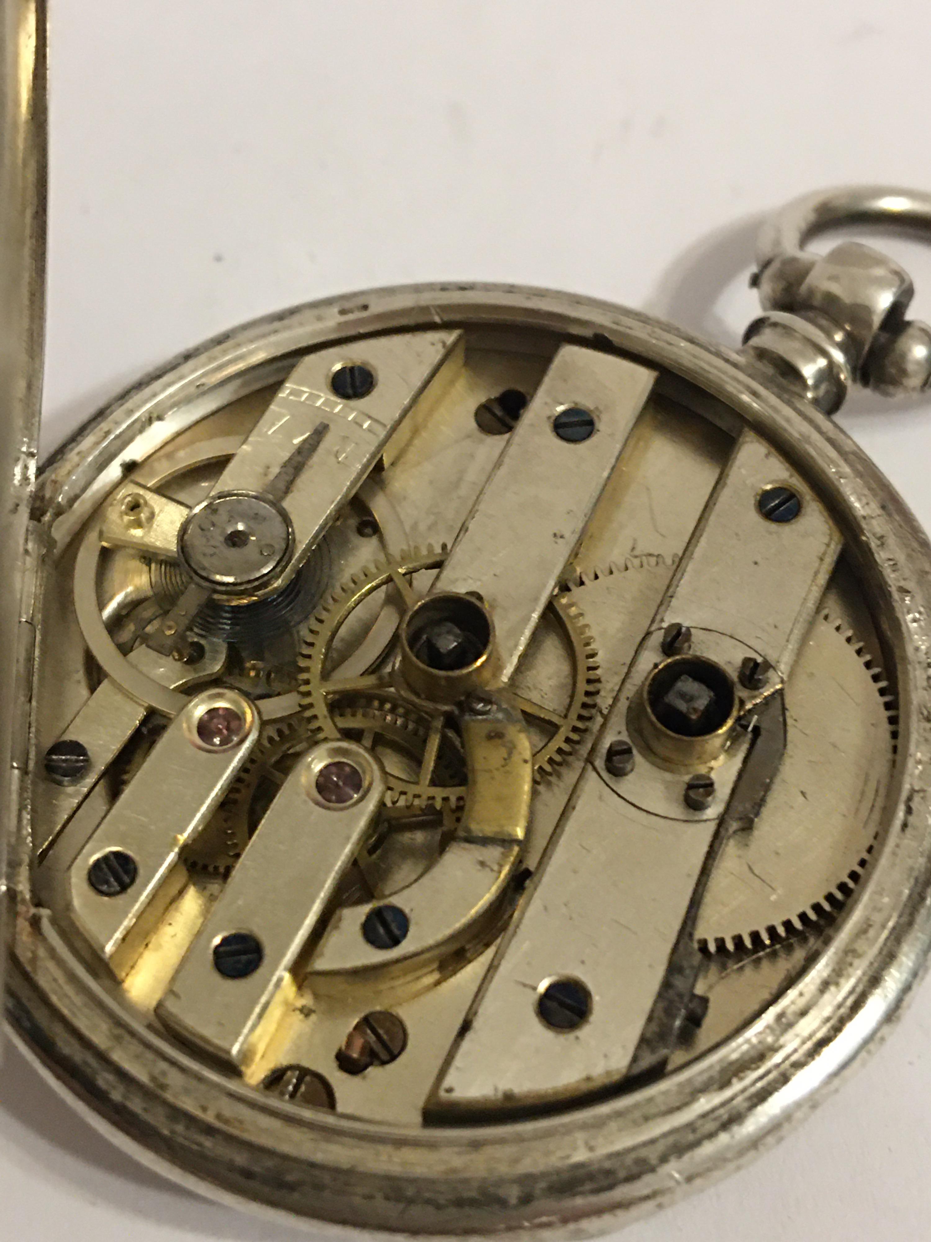 Antique Silver Key-Wind Pocket Watch For Sale 2