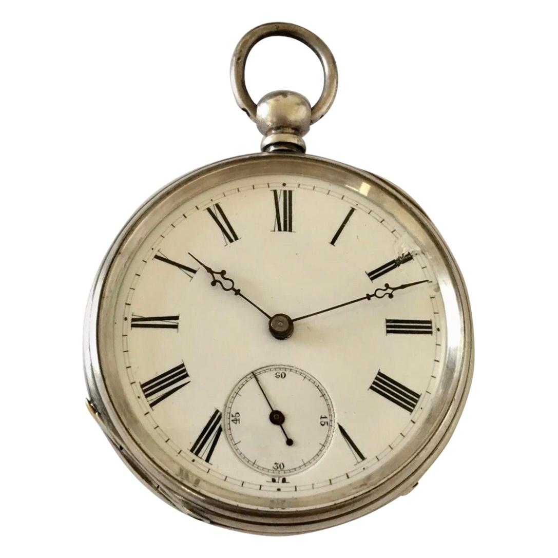 Antique Silver Key-Wind Pocket Watch For Sale