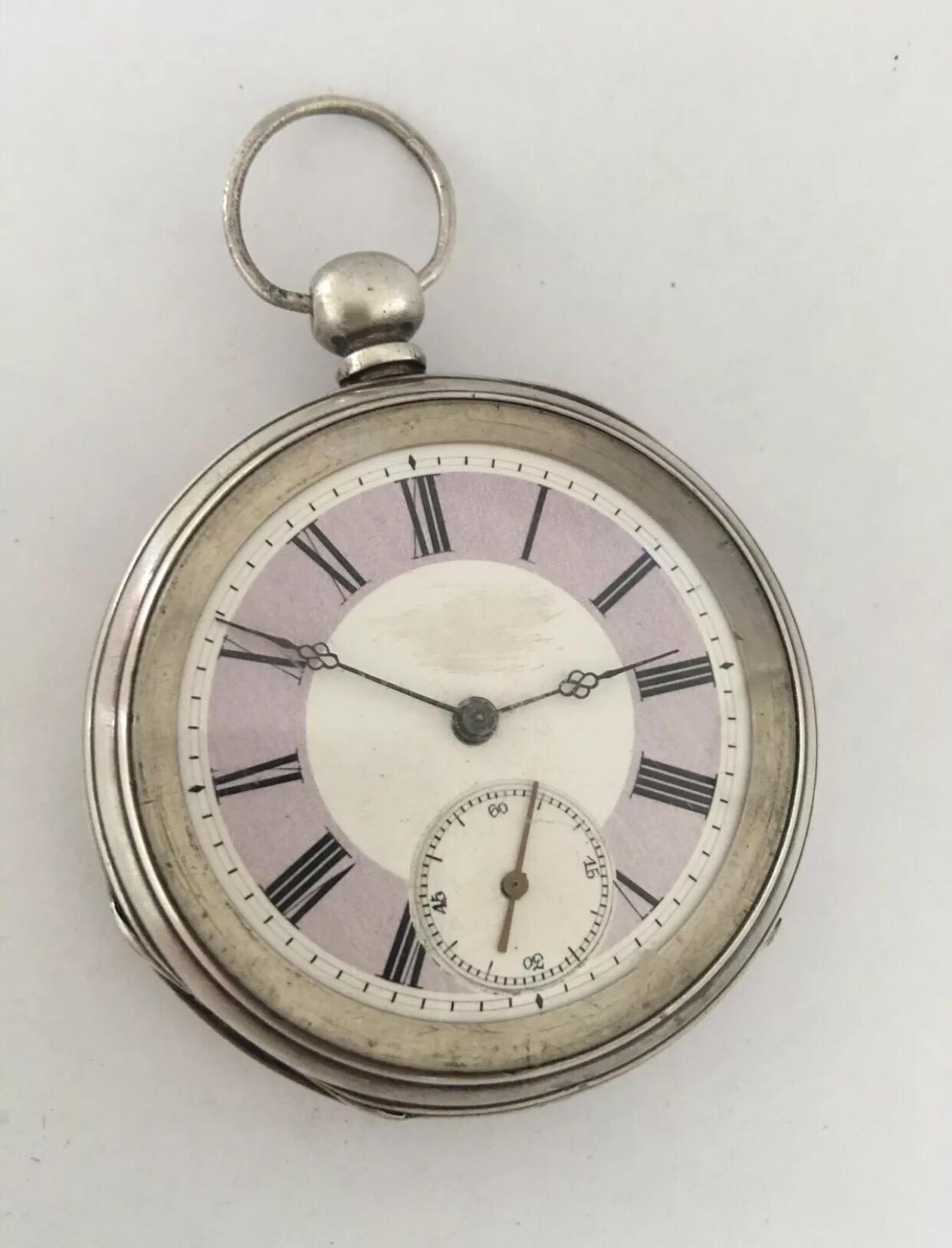 Antique Silver Key-Wind Pocket Watch Signed GT For Sale 5