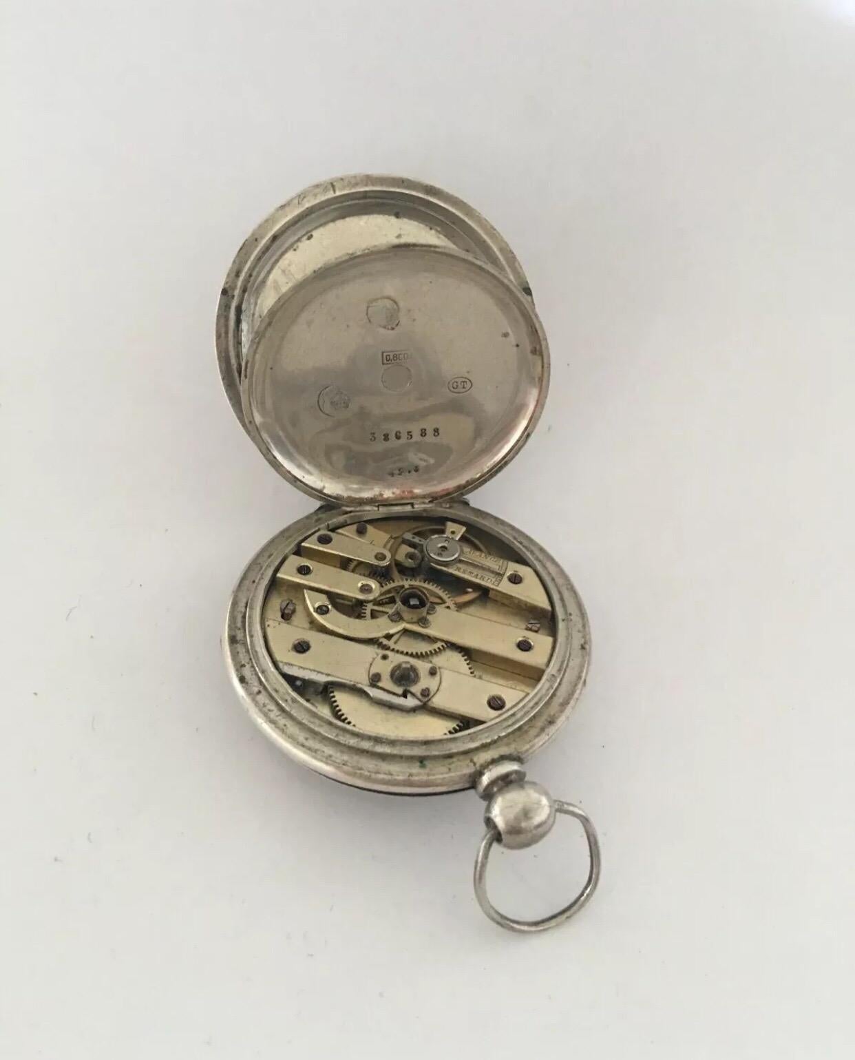 Antique Silver Key-Wind Pocket Watch Signed GT In Good Condition For Sale In Carlisle, GB