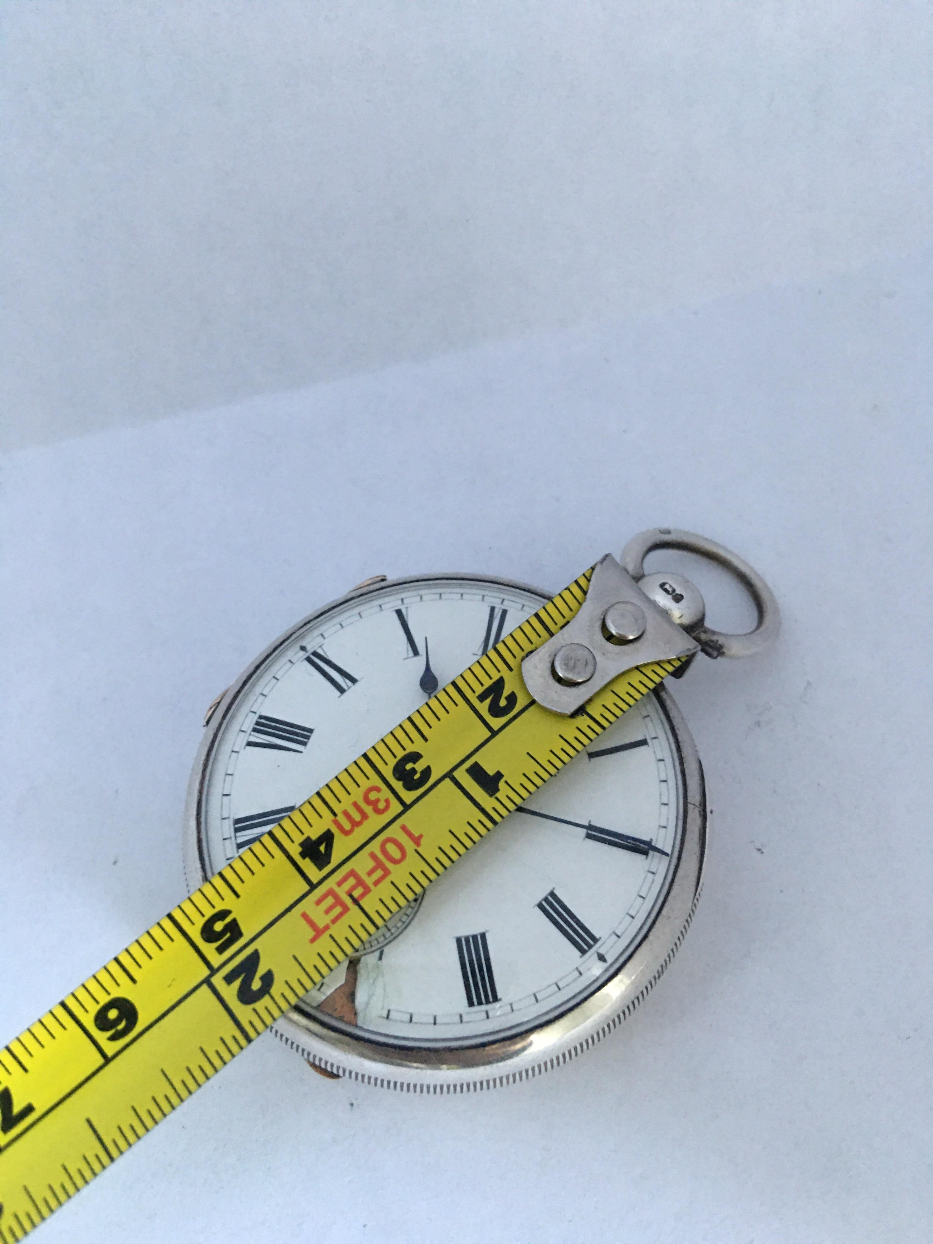 Antique Silver Key-Wind Pocket Watch Signed James Wood Neston For Sale 7