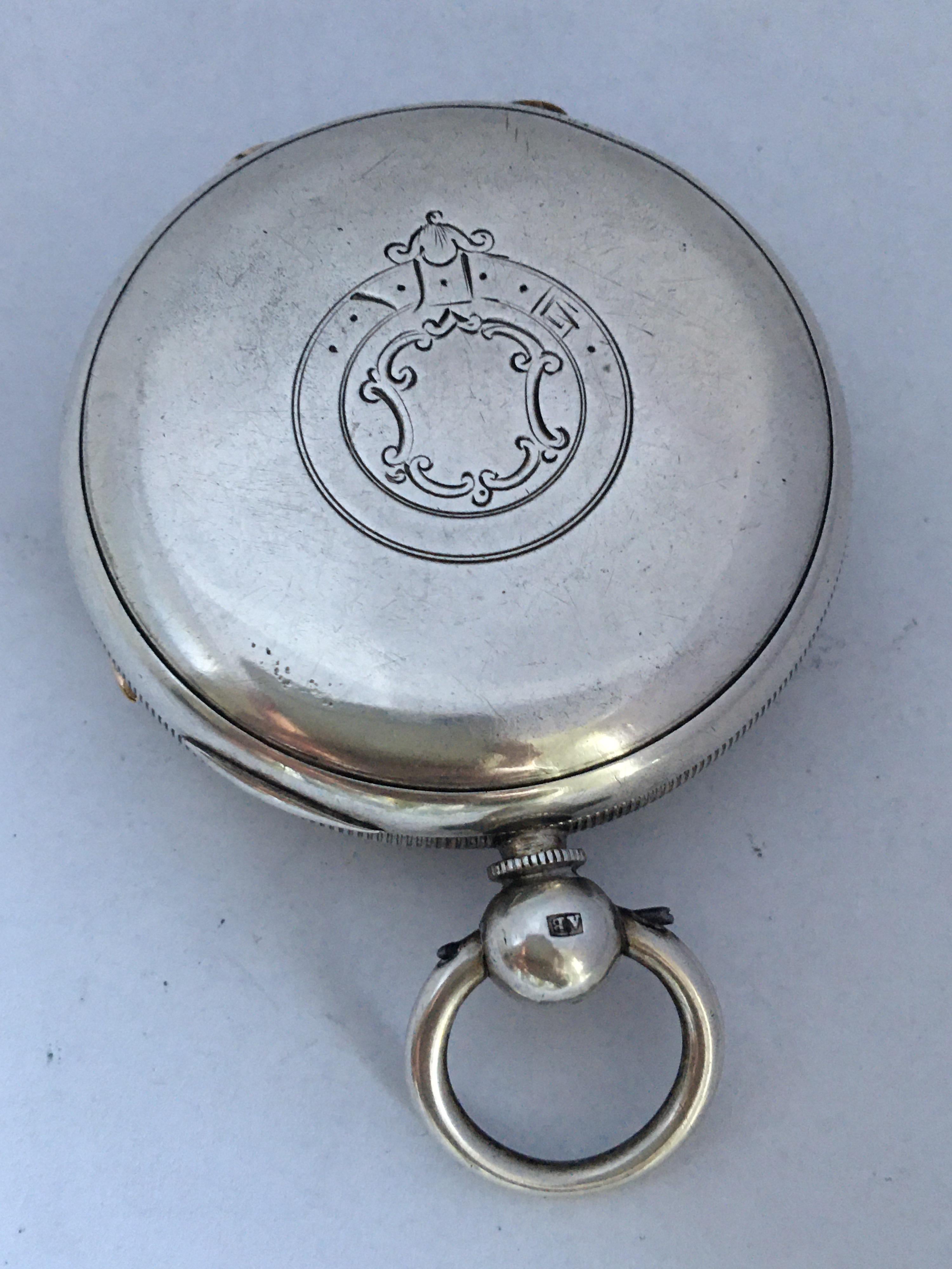 Antique Silver Key-Wind Pocket Watch Signed James Wood Neston For Sale 8