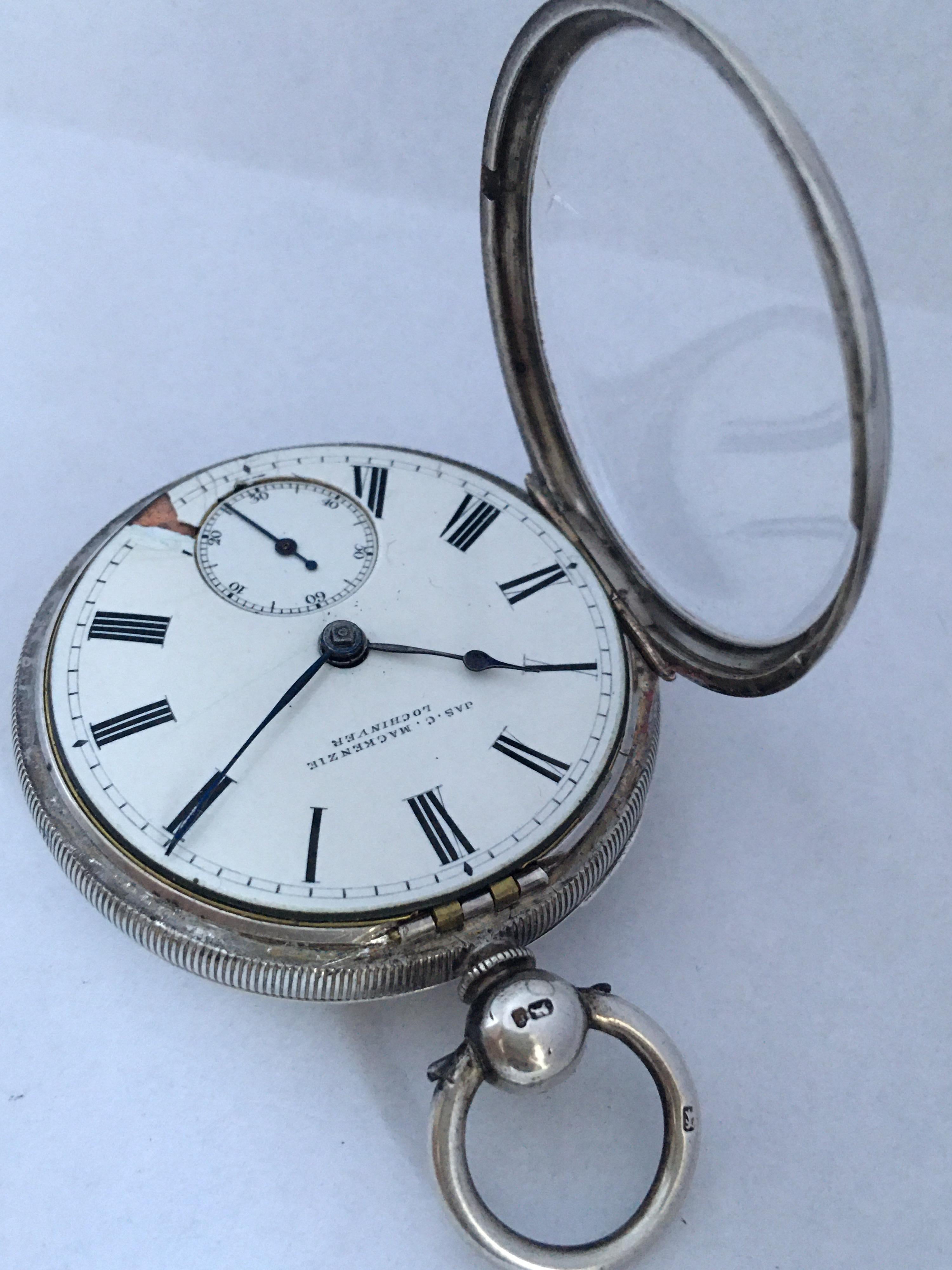 Antique Silver Key-Wind Pocket Watch Signed James Wood Neston For Sale 9