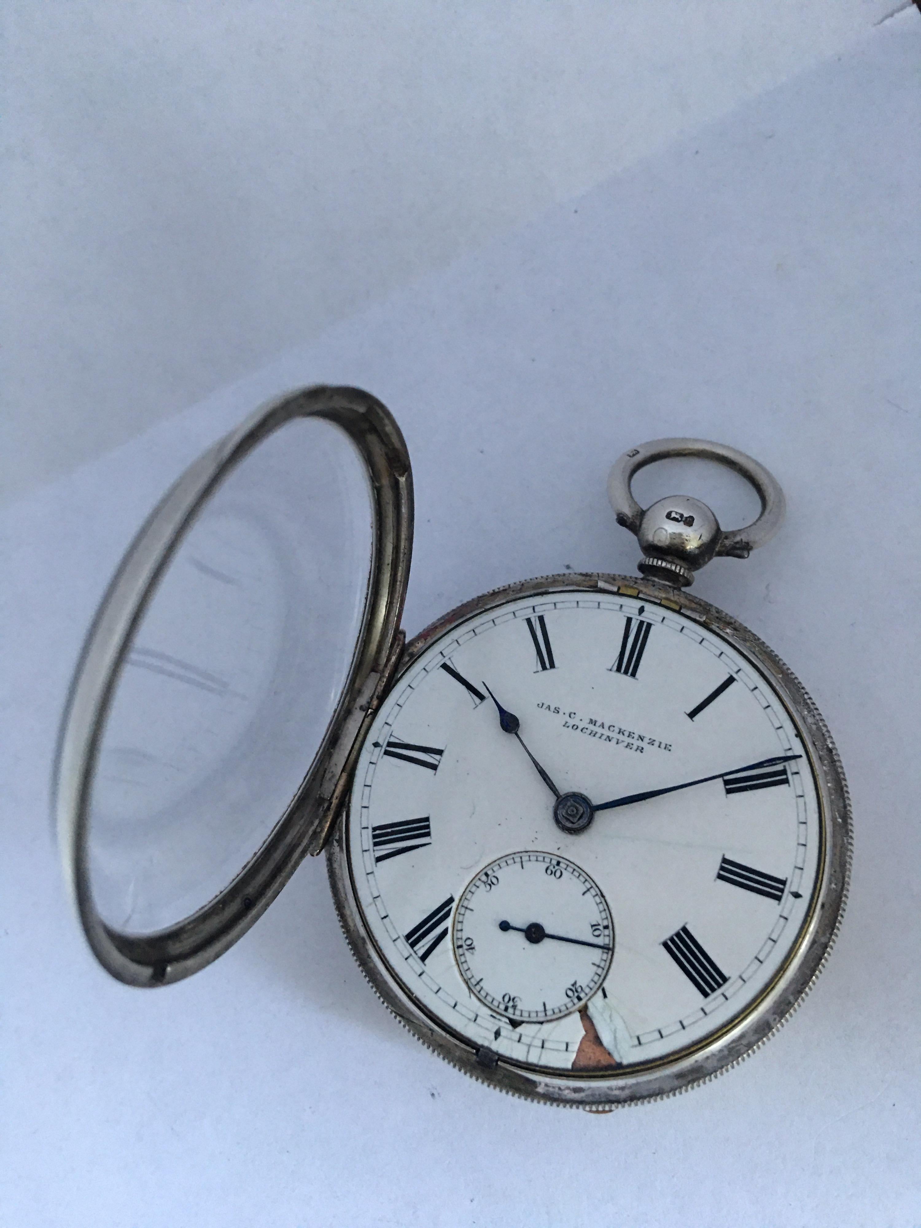 Antique Silver Key-Wind Pocket Watch Signed James Wood Neston For Sale 10