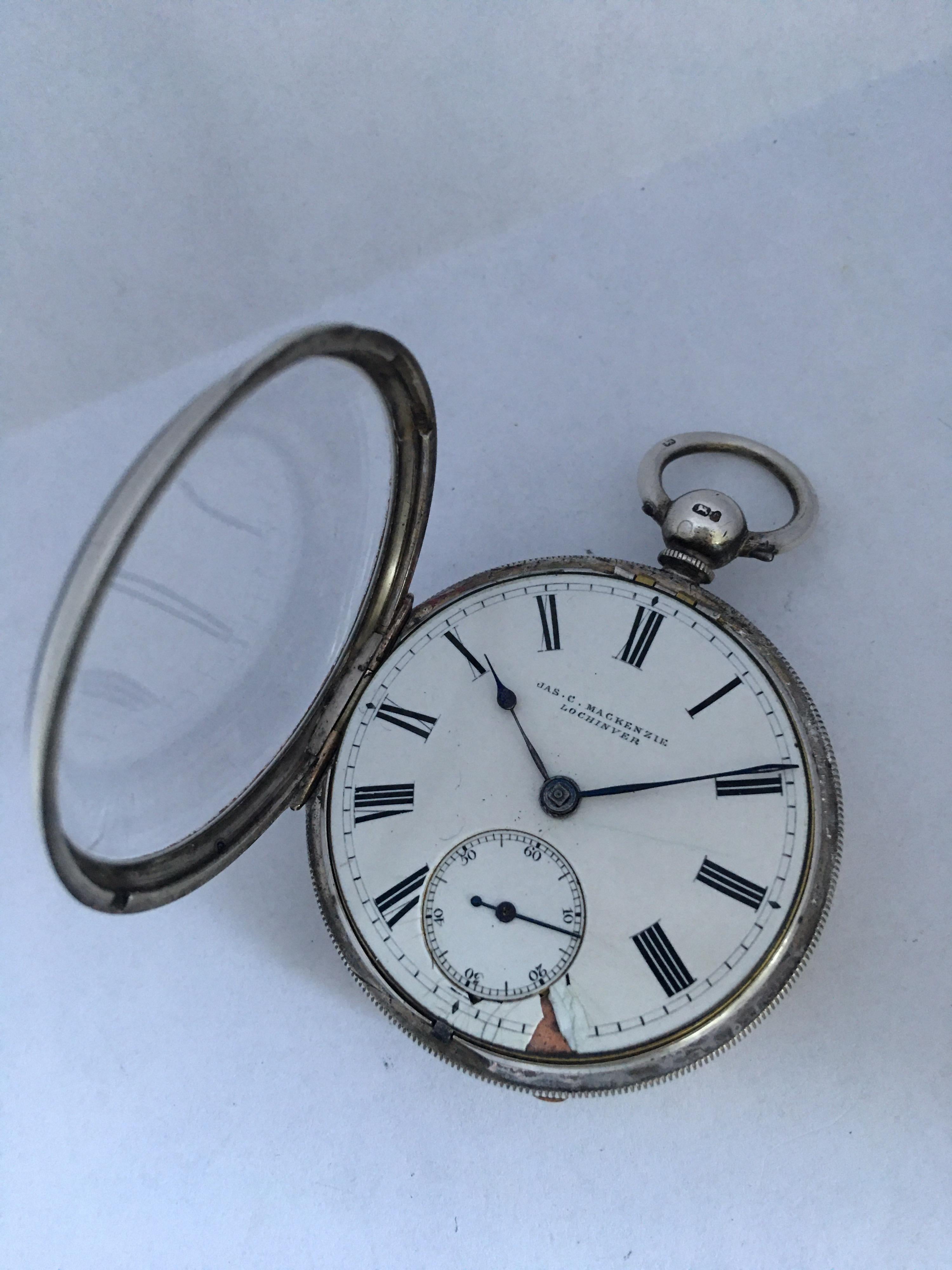 Antique Silver Key-Wind Pocket Watch Signed James Wood Neston In Fair Condition For Sale In Carlisle, GB