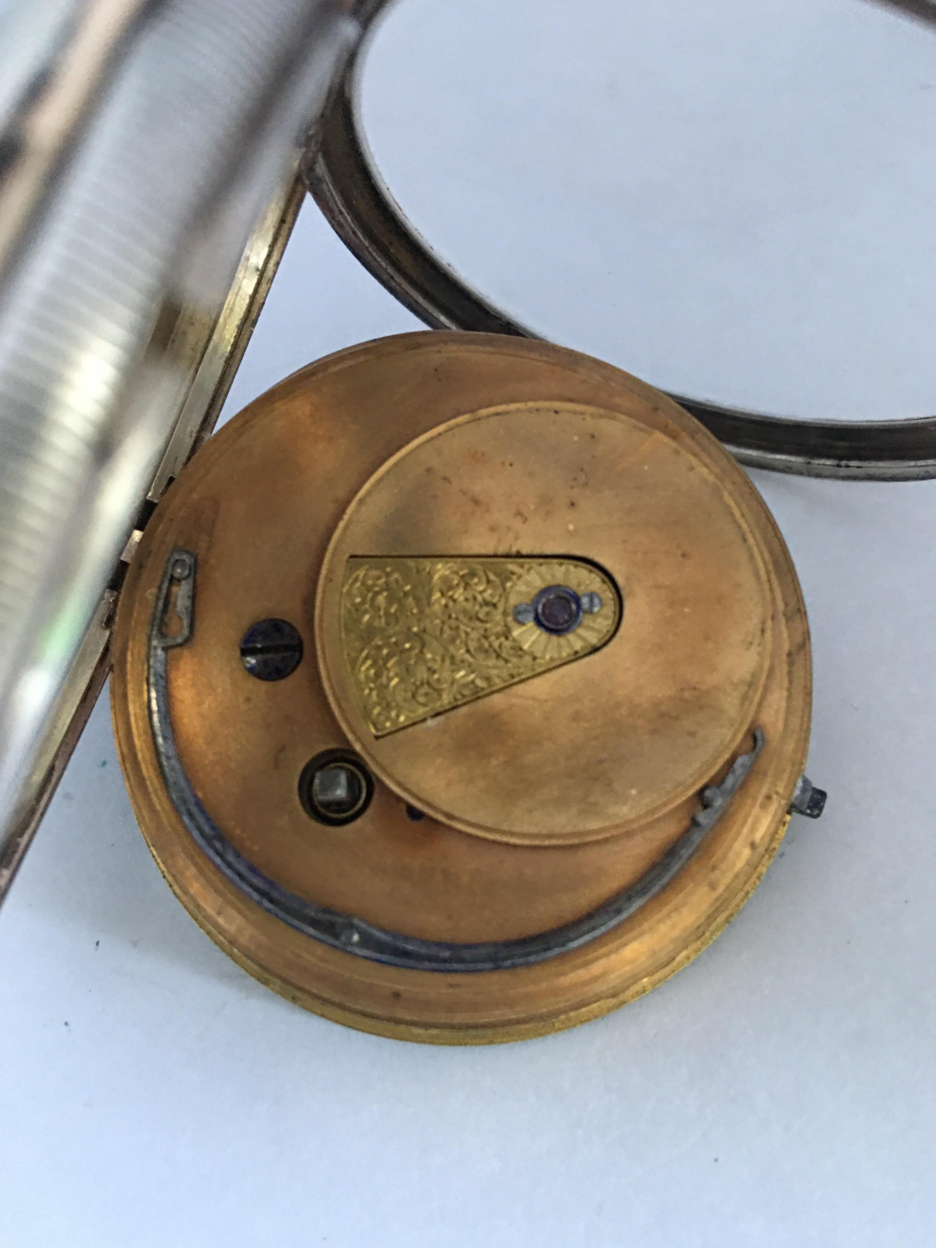 Antique Silver Key-Wind Pocket Watch Signed James Wood Neston For Sale 2