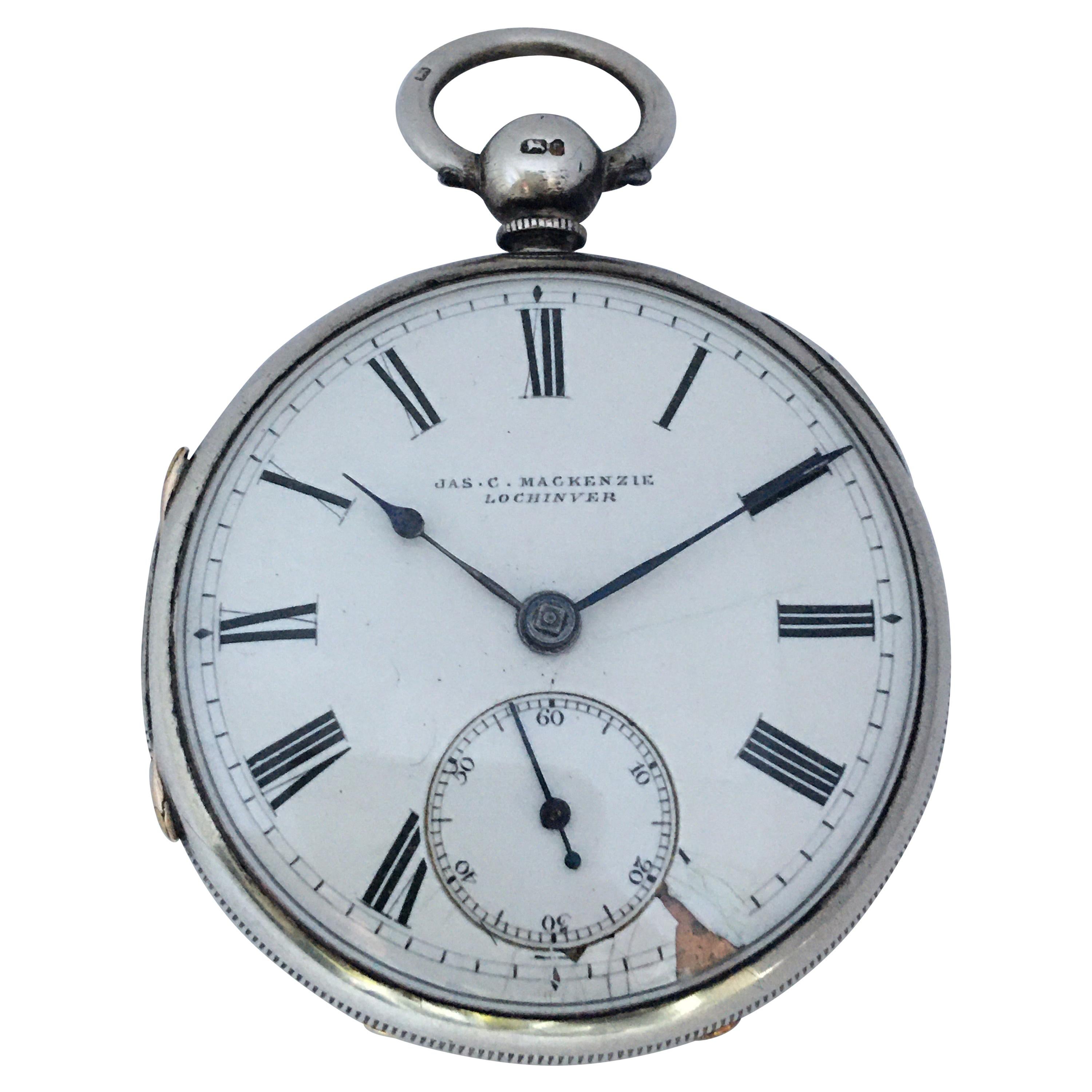 Antique Silver Key-Wind Pocket Watch Signed James Wood Neston For Sale