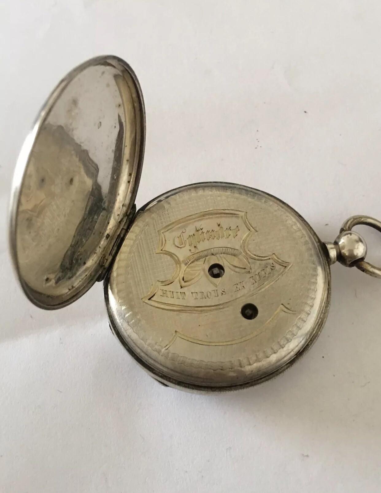 Antique Silver Key-Wind Pocket Watch with Very Fine Hands 8