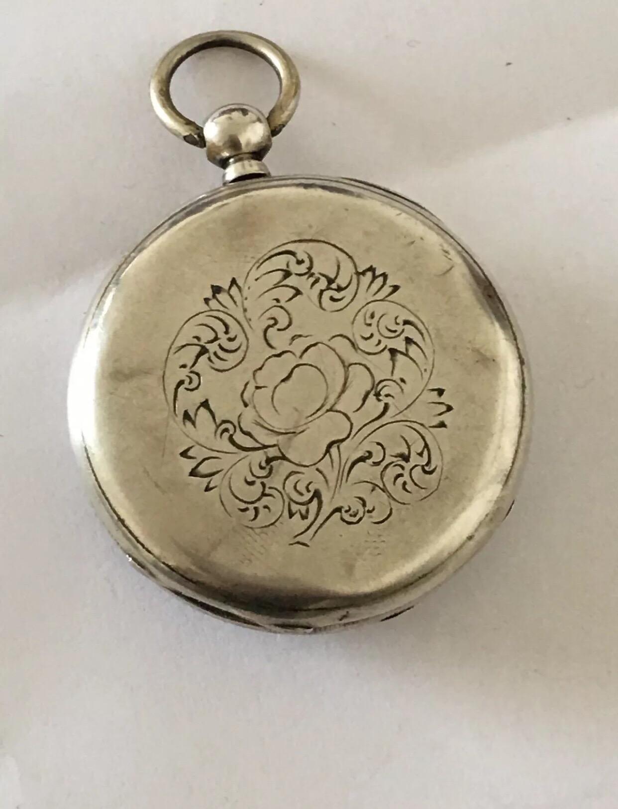 
Antique Silver Key-wind Pocket Watch With Very Fine Hands.

This pocket watch is working and it is ticking well. Visible cracks on the Dial and some small dent on the back case as seen on photos. Please study the photos carefully as form part of