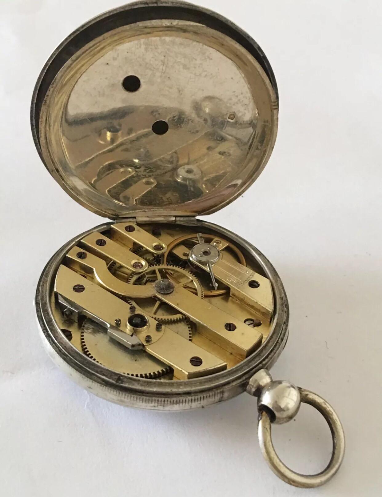 Women's or Men's Antique Silver Key-Wind Pocket Watch with Very Fine Hands