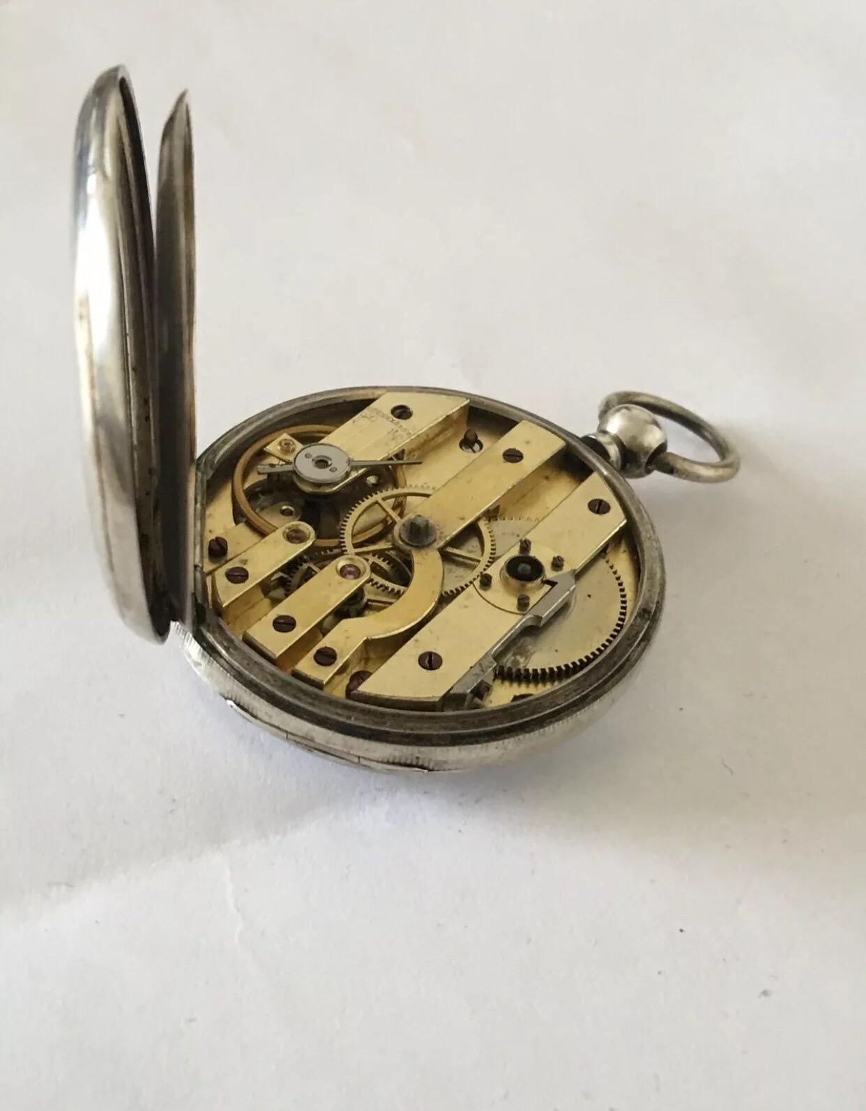 Antique Silver Key-Wind Pocket Watch with Very Fine Hands 1