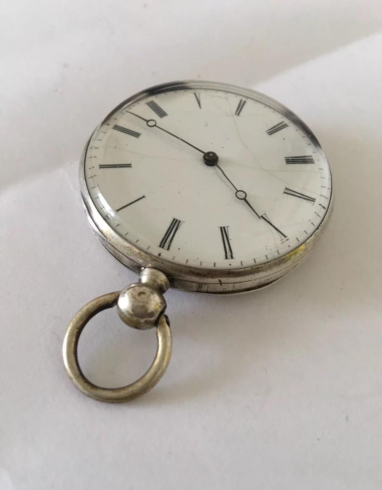 Antique Silver Key-Wind Pocket Watch with Very Fine Hands 4