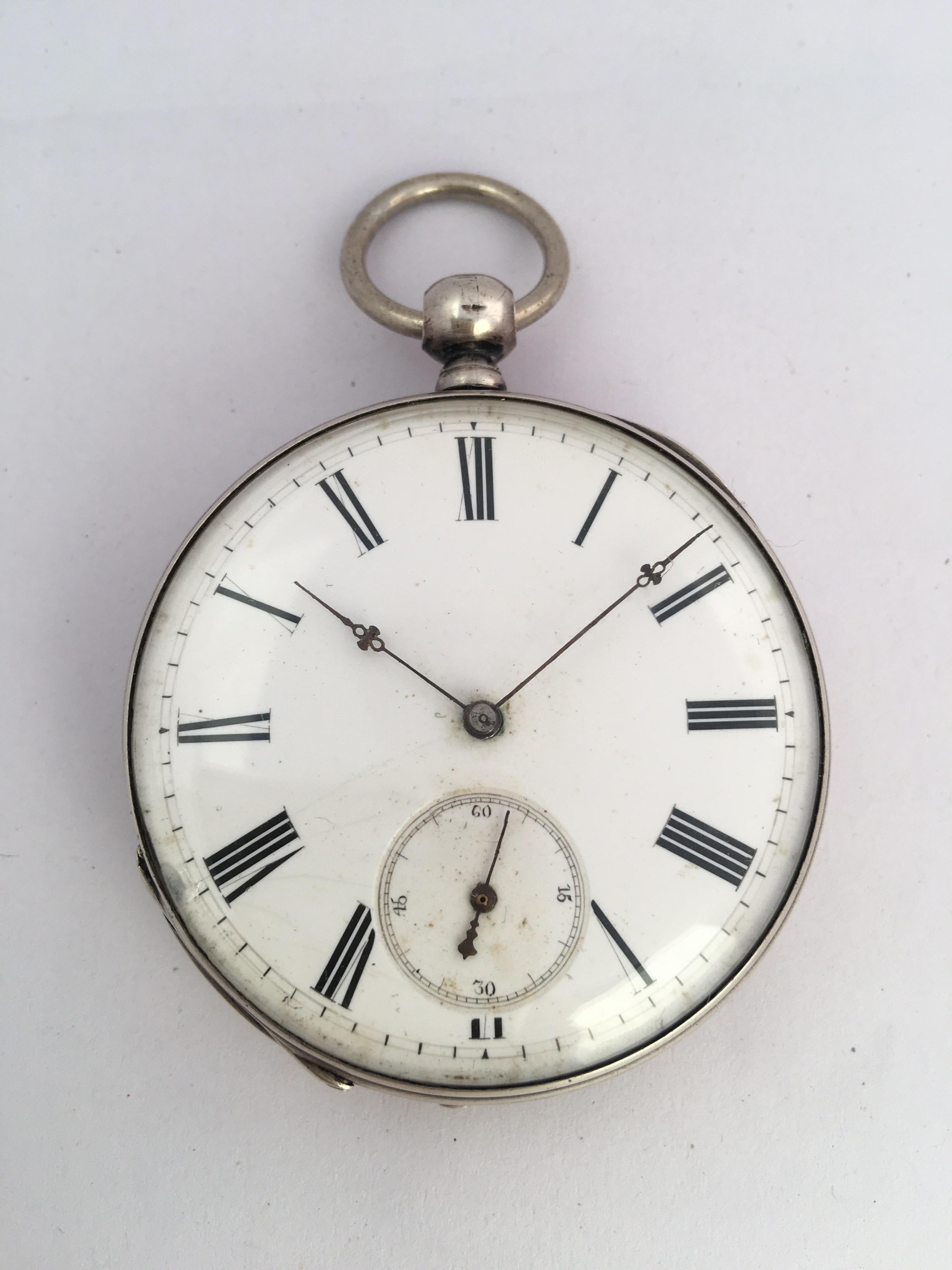 Antique Silver Key Winding Pocket For Sale 9
