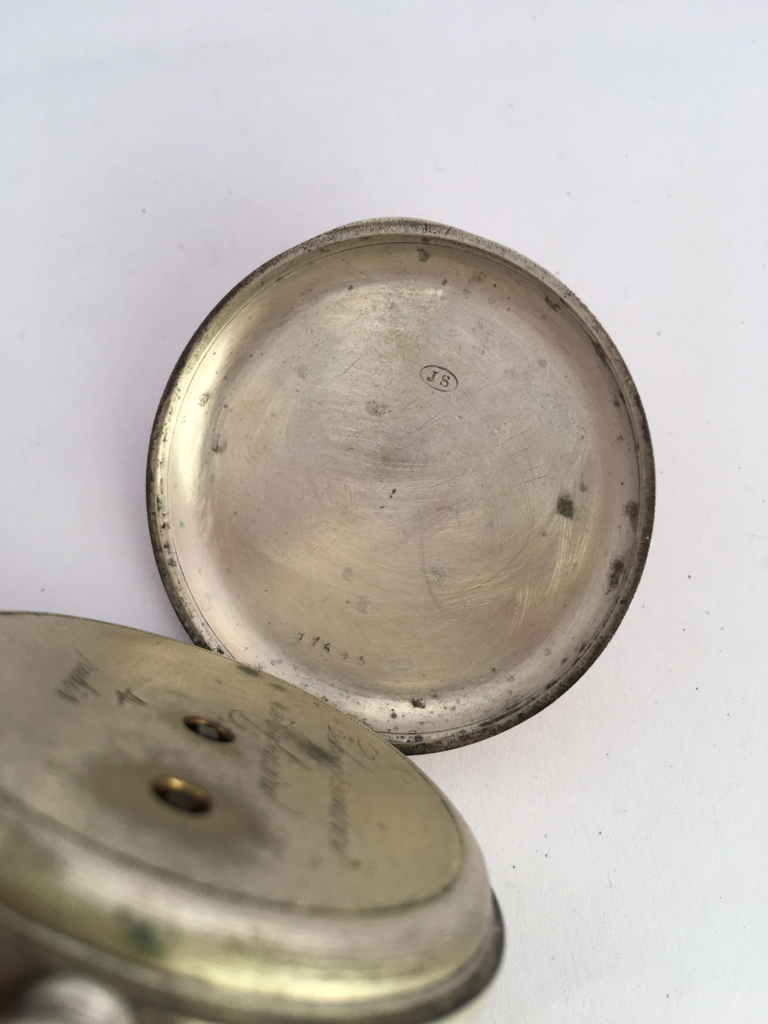 Women's or Men's Antique Silver Key Winding Pocket For Sale