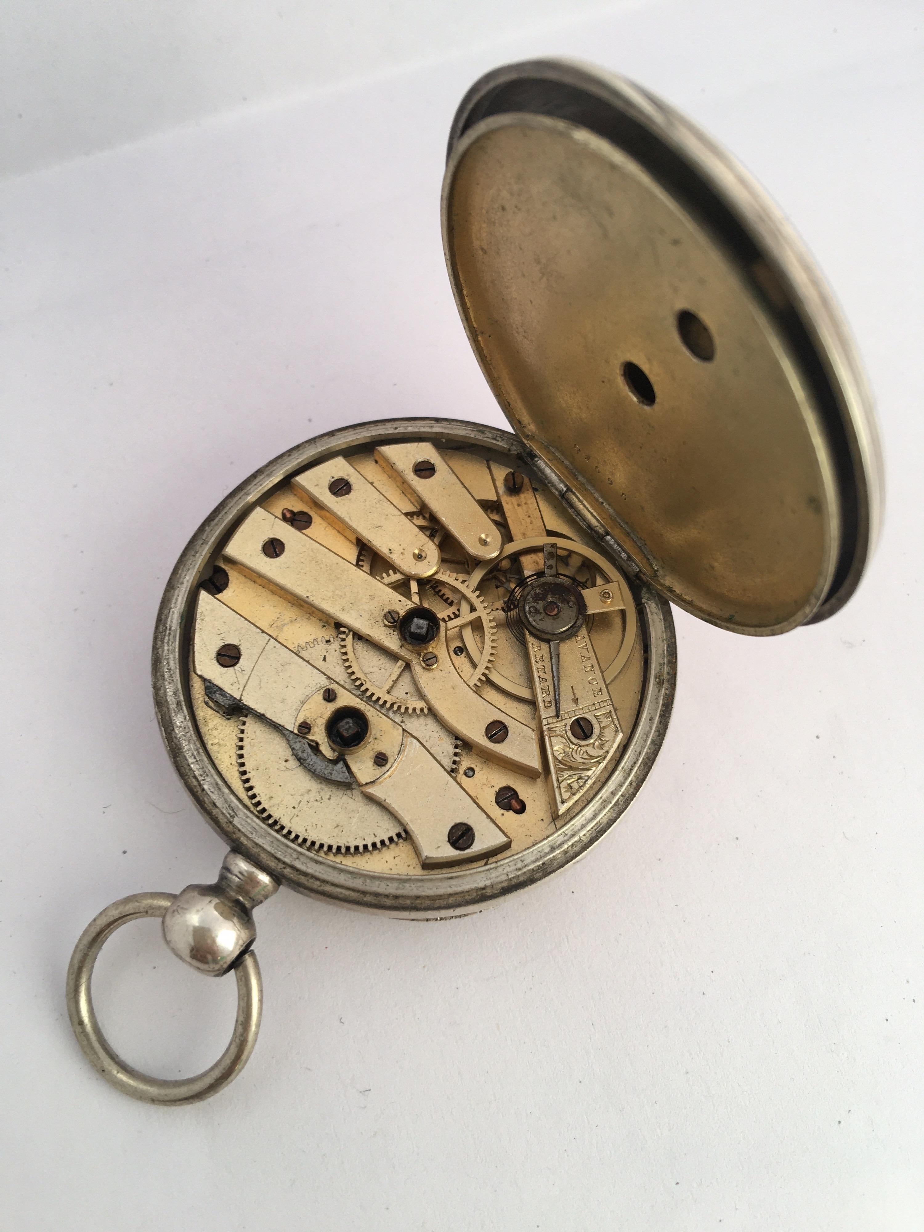 Women's or Men's Antique Silver Key Winding Pocket For Sale