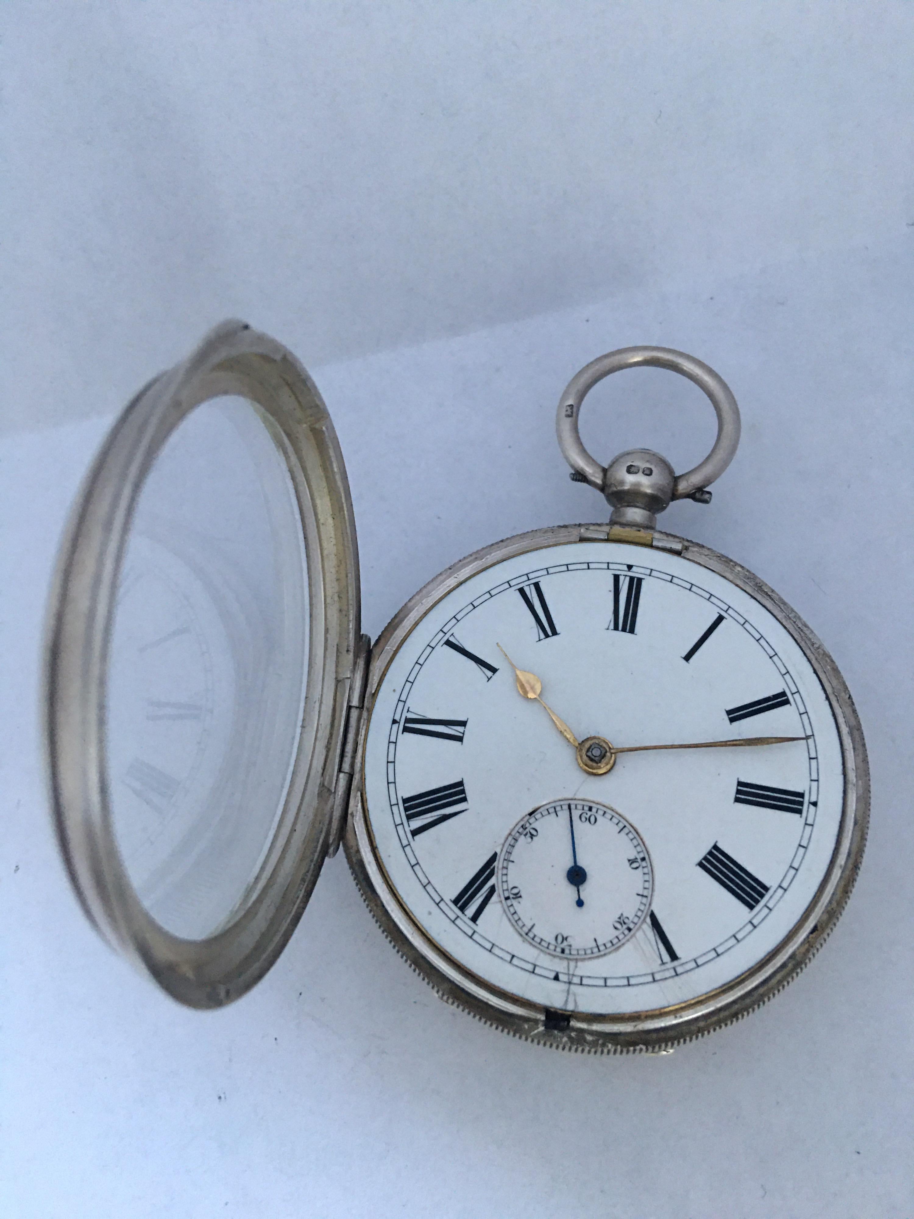 Antique Silver Key-Winding Pocket Watch For Sale 4