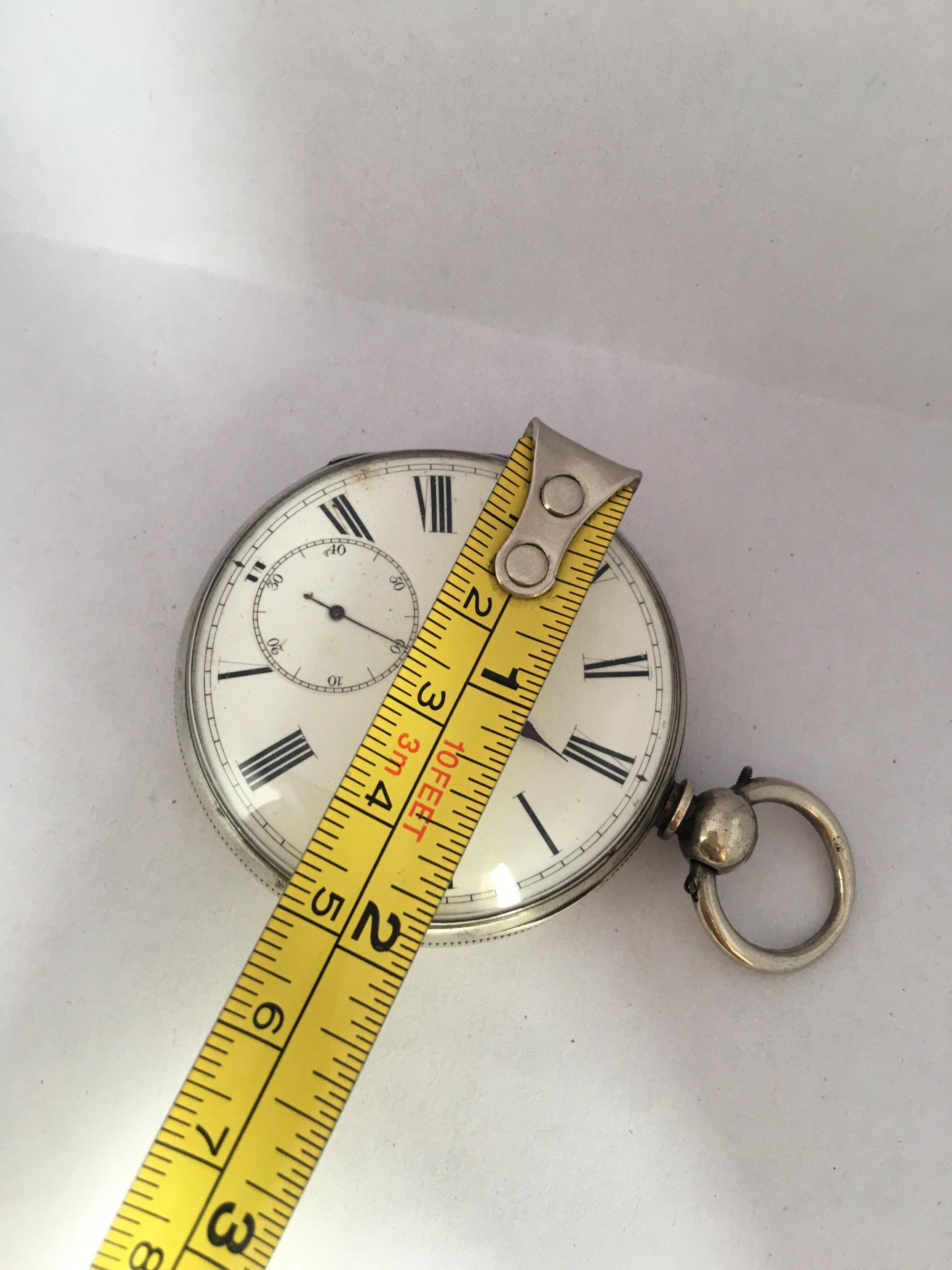 Antique Silver Key-Winding Pocket Watch For Sale 4
