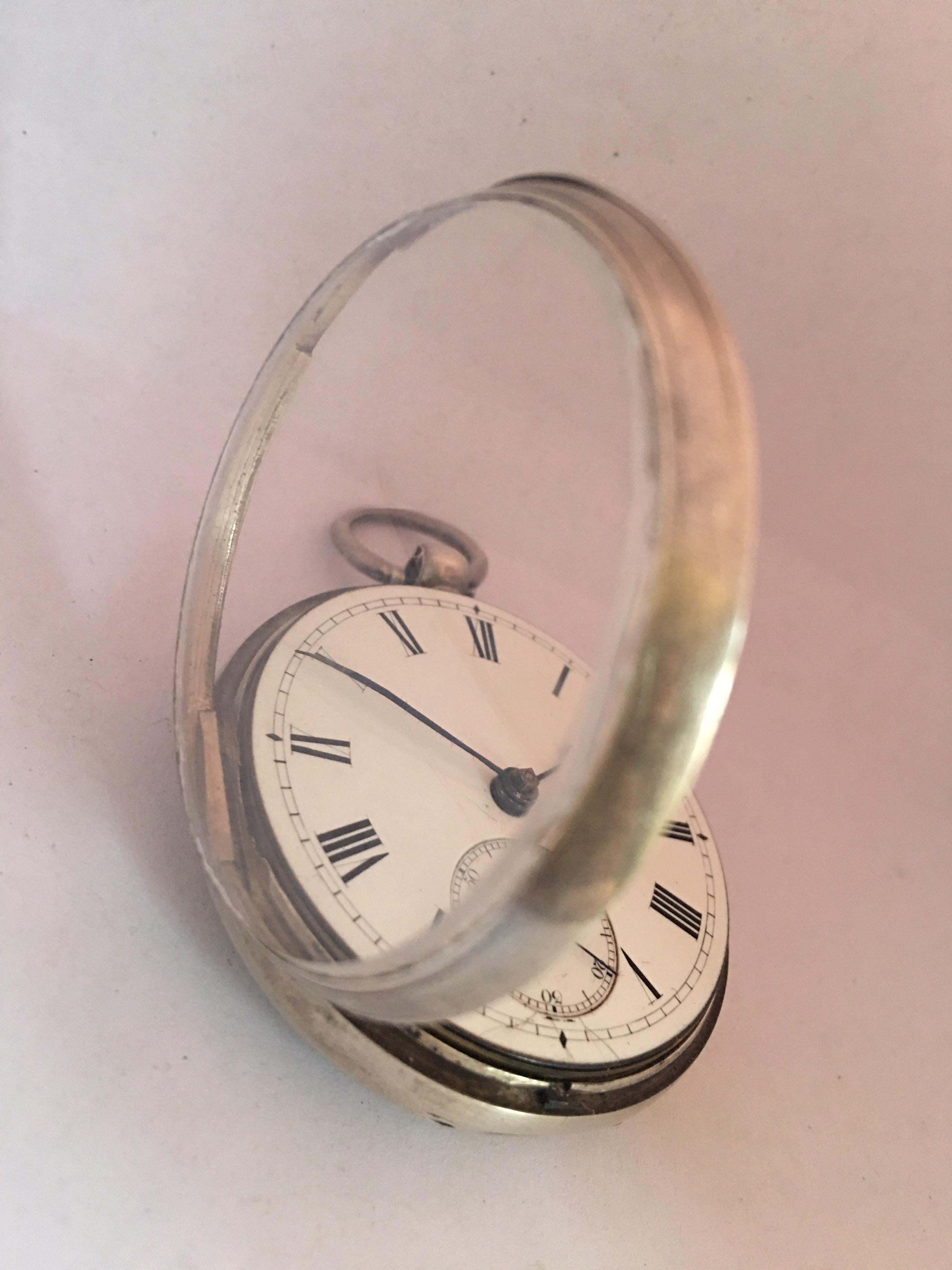 Antique Silver Key Winding Pocket Watch For Sale 6