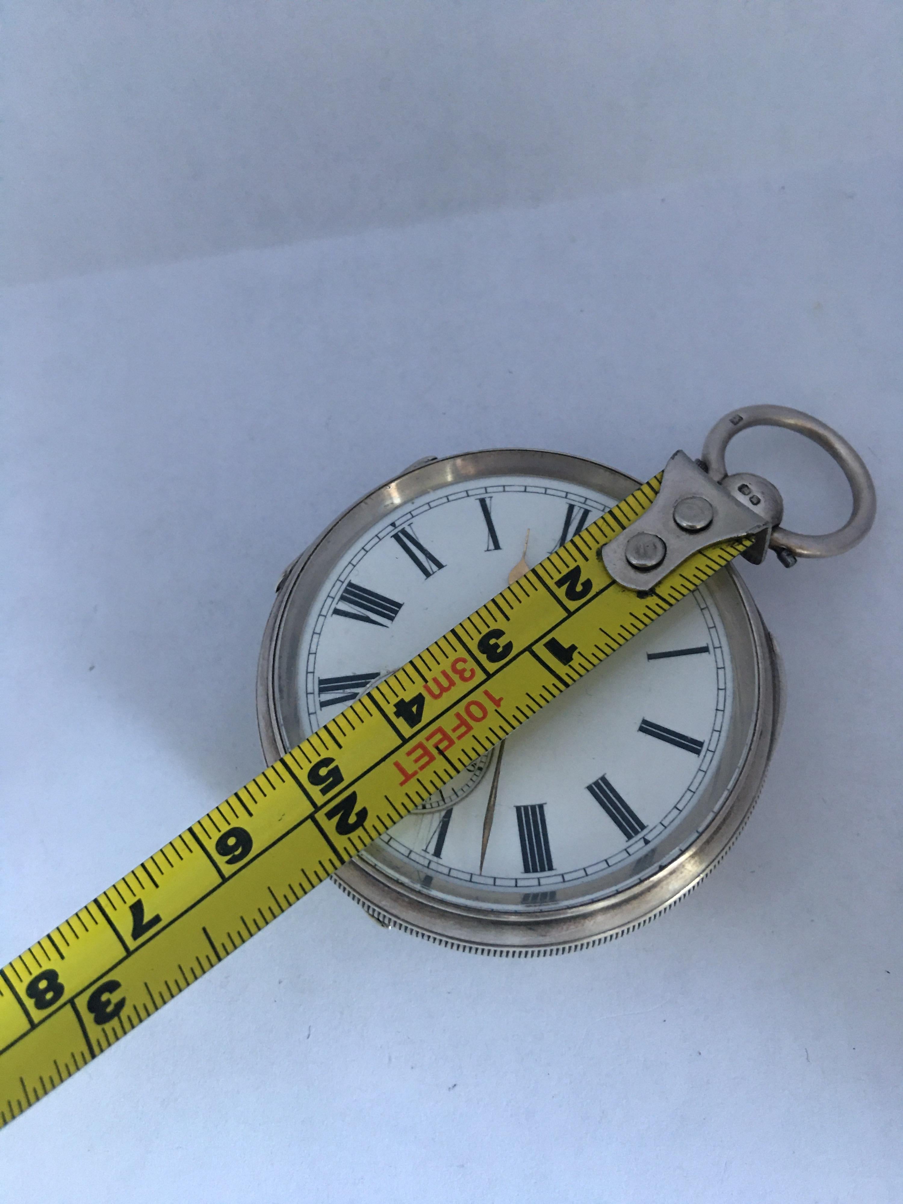 Antique Silver Key-Winding Pocket Watch For Sale 6