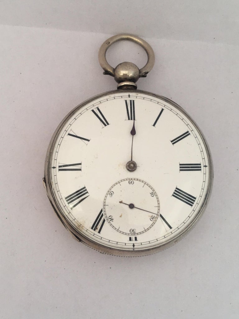 Antique Silver KeyWinding Pocket Watch For Sale at 1stDibs
