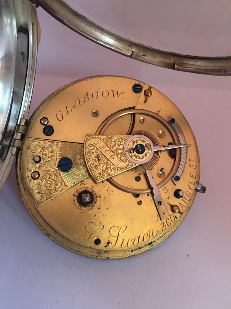 Antique Silver Key Winding Pocket Watch For Sale at 1stDibs